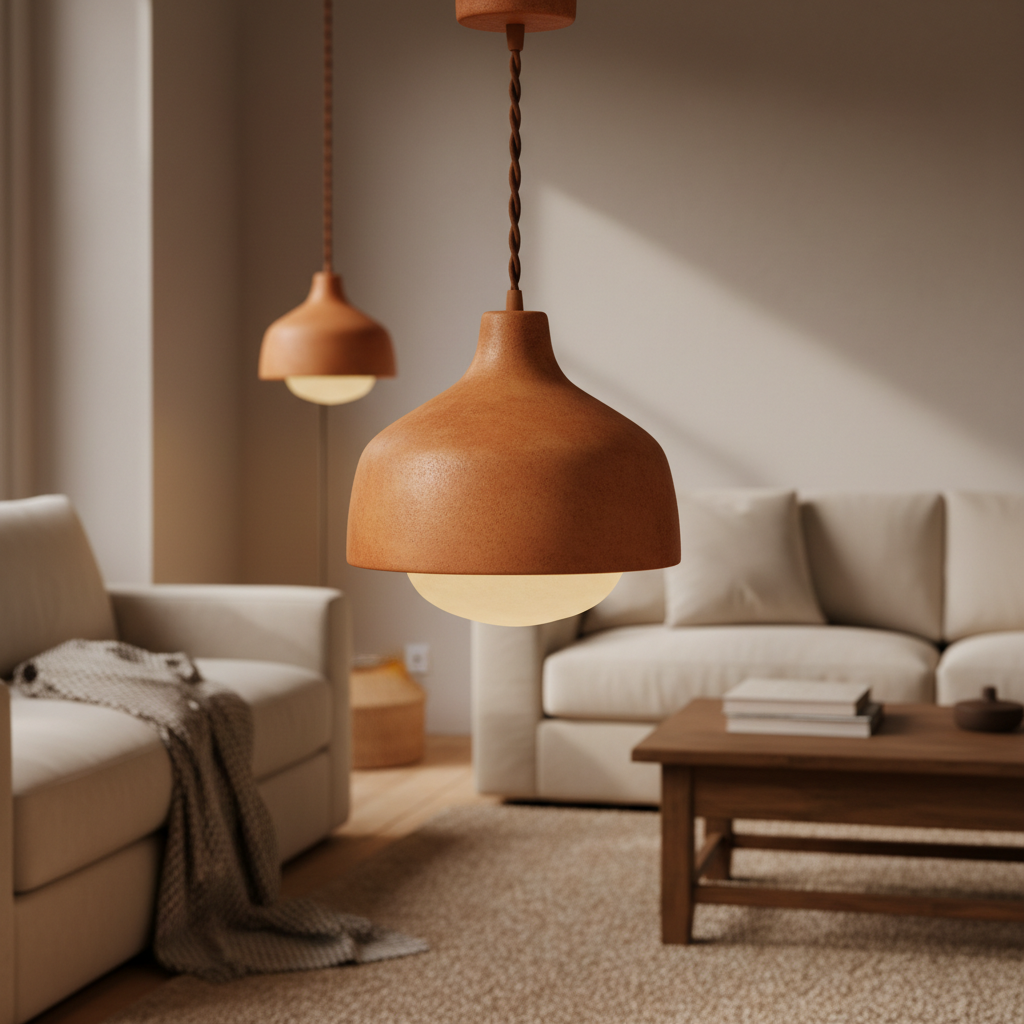 Suspension terracotta  dans un salon Image