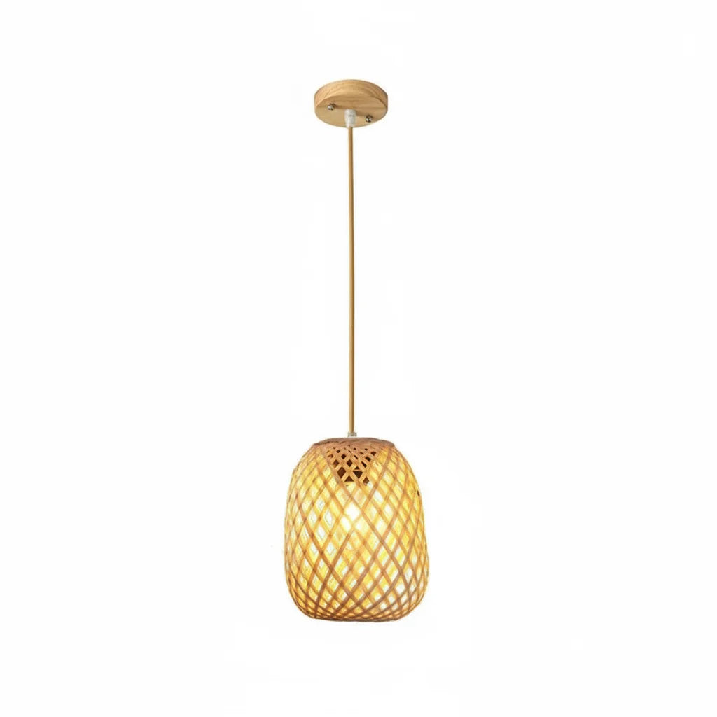 Suspension Bambou Tressé Cloche Naturelle