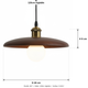 Suspension Disque Bois Acajou Massif Japandi Design - schéma des dimensions (diamètre 28 cm)