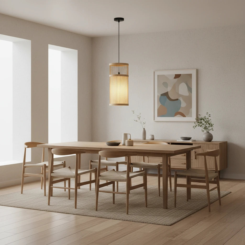 suspension-bambou-cylindrique-parchemin-tresse highlight Image