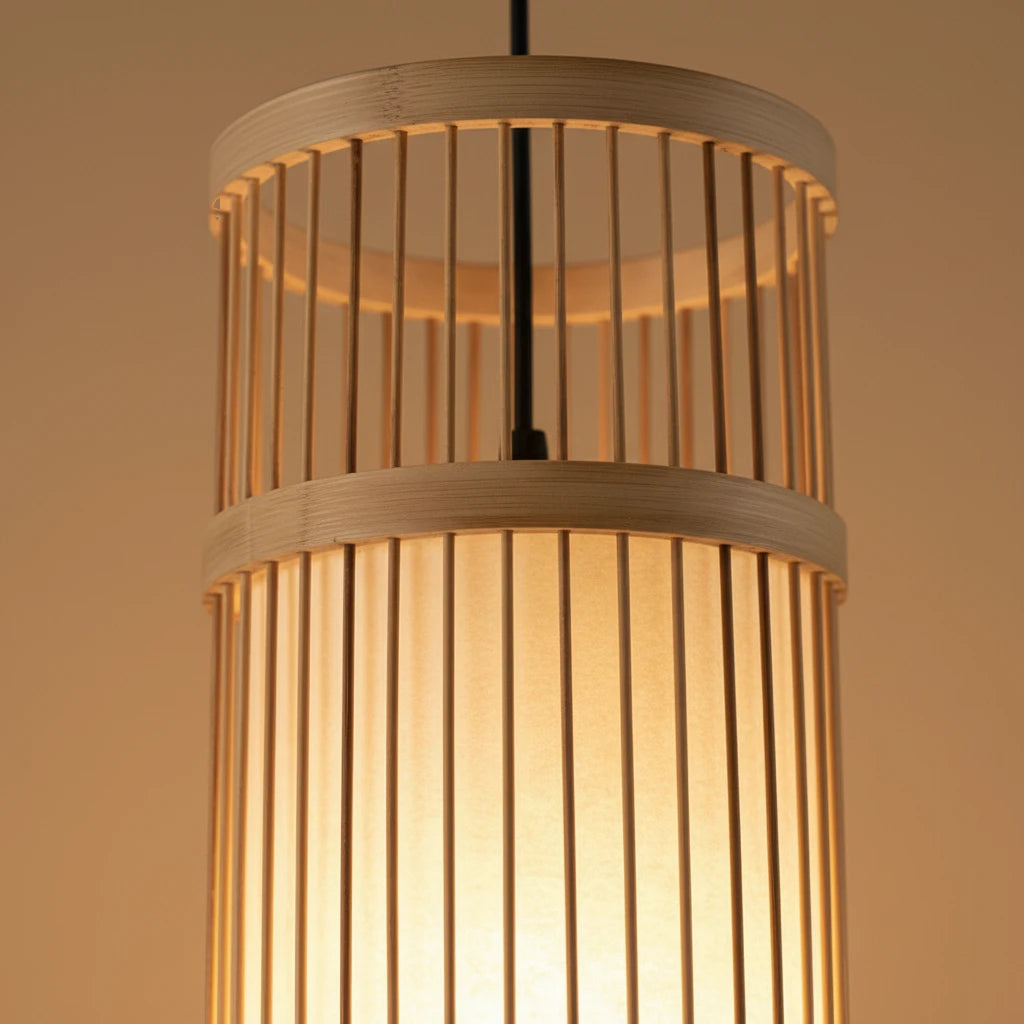 suspension-bambou-cylindrique-parchemin-tresse section4 Image
