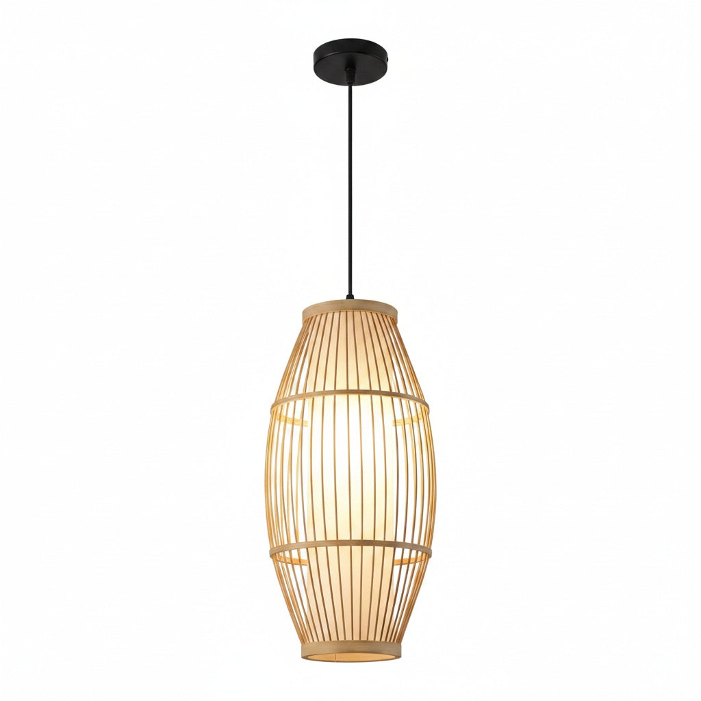 Suspension Bambou Lanterne Ovale - vue produit sur fond blanc