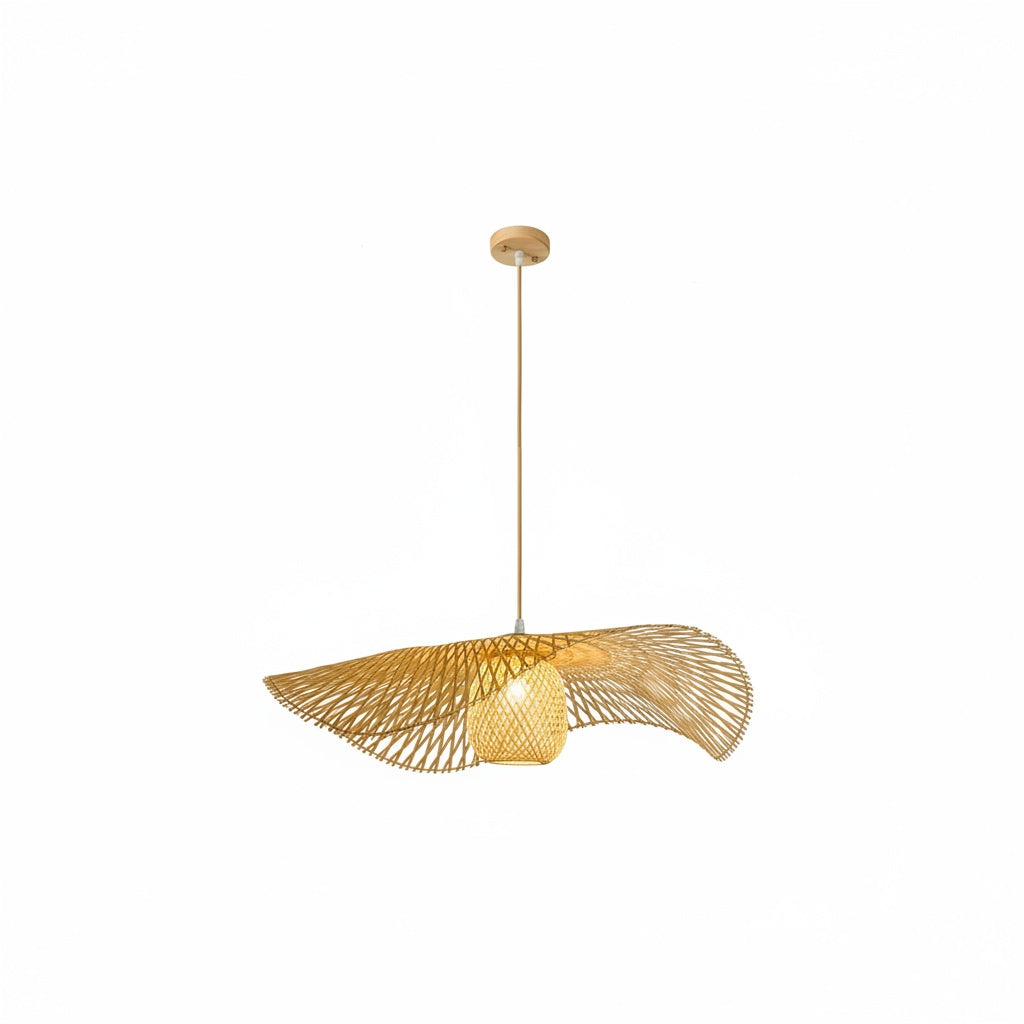 Suspension Bambou Ondulée Tressée - vue produit sur fond blanc