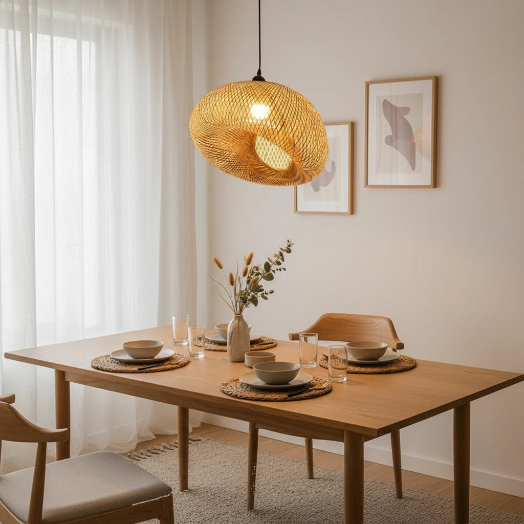 suspension-bambou-tresse-boule-noeud-naturelle highlight Image