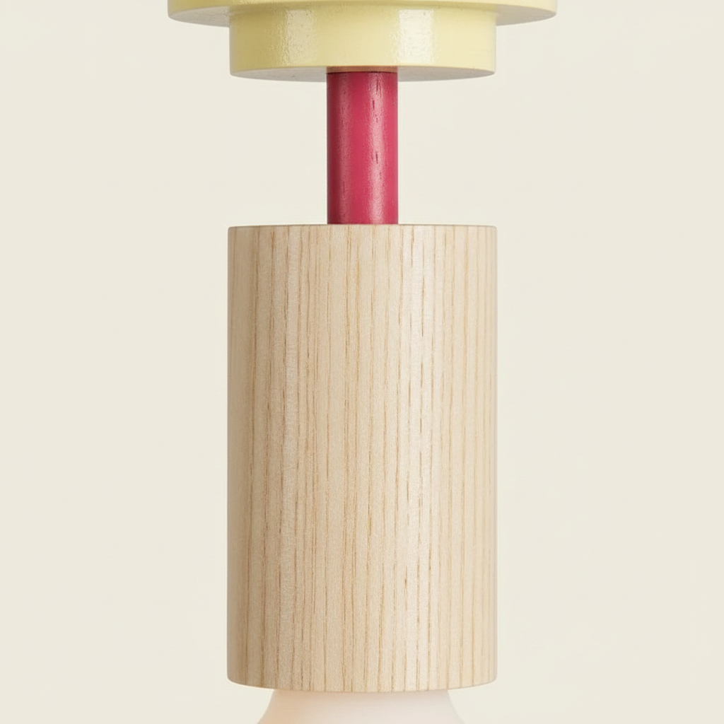 Suspension Bois Colorée Design Nordique - gros plan sur les détails de fabrication