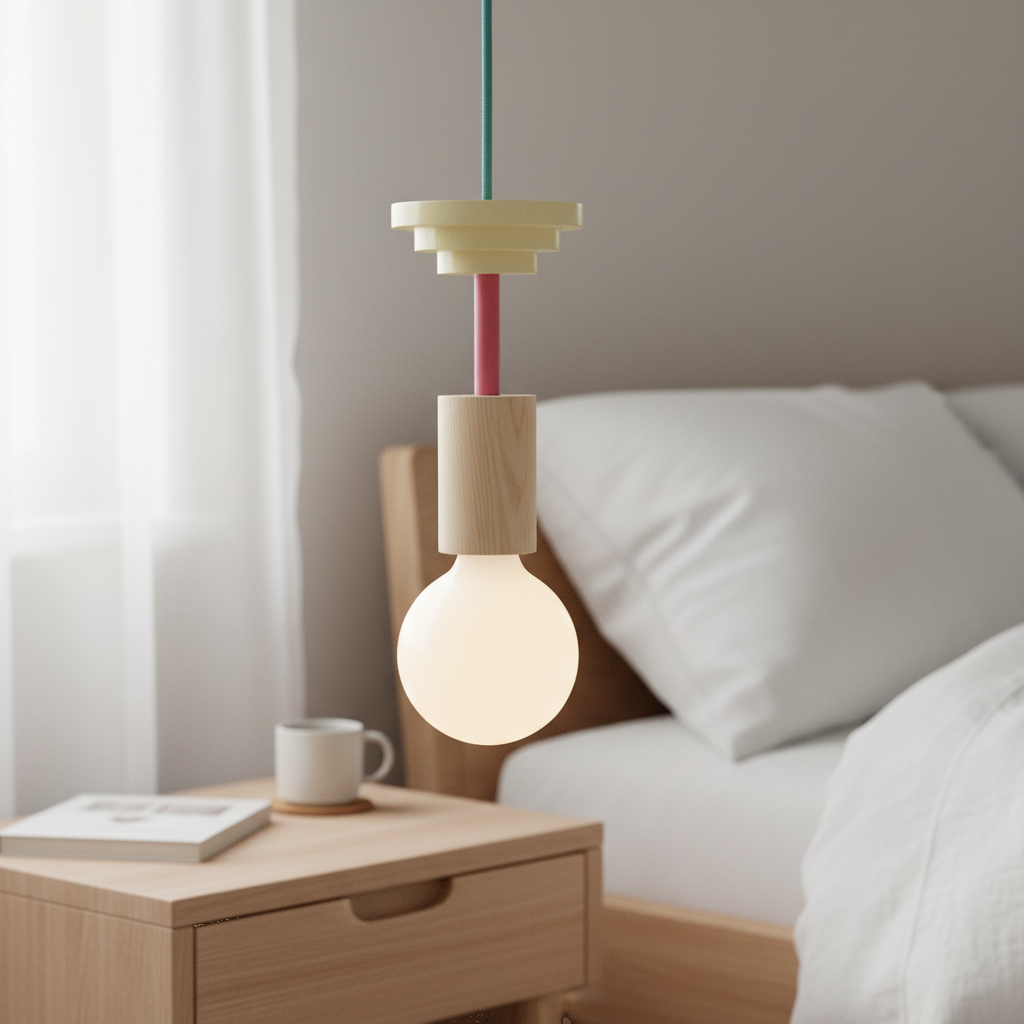 Suspension Bois Colorée Design Nordique mise en ambiance dans un intérieur