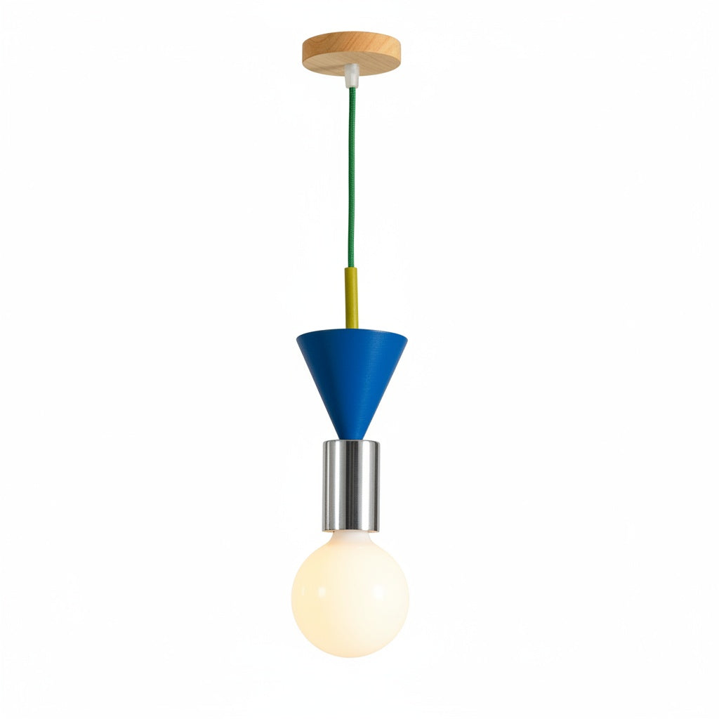 Suspension Bois Design Nordique Colorée - vue produit sur fond blanc