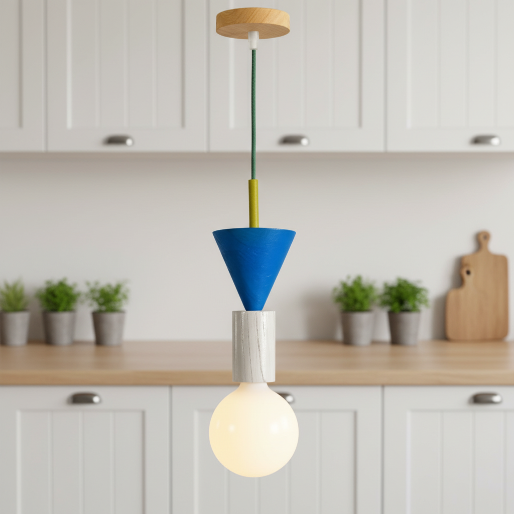 Suspension Bois Design Nordique Colorée mise en ambiance dans un intérieur
