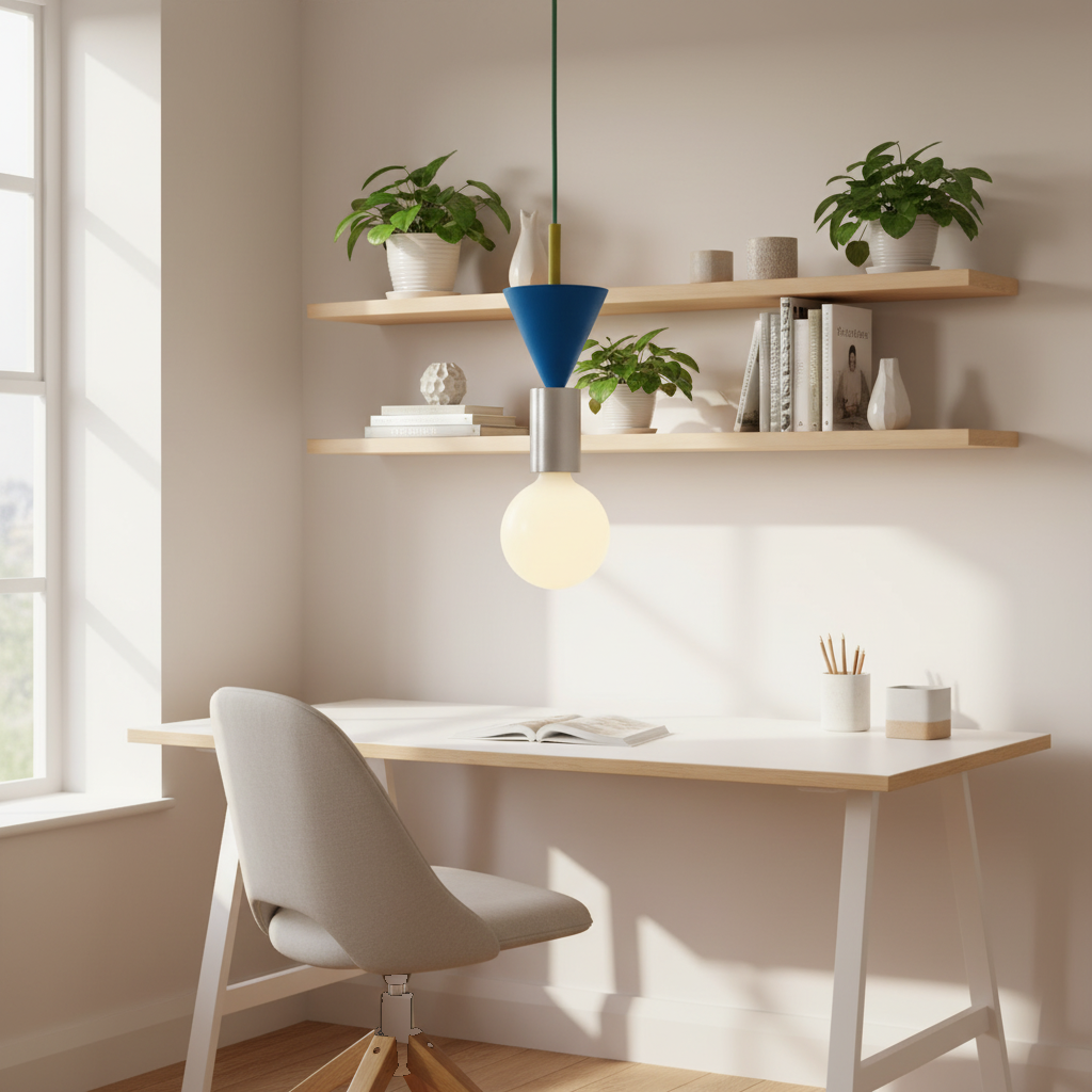 Suspension Bois Design Nordique Colorée en situation décorative