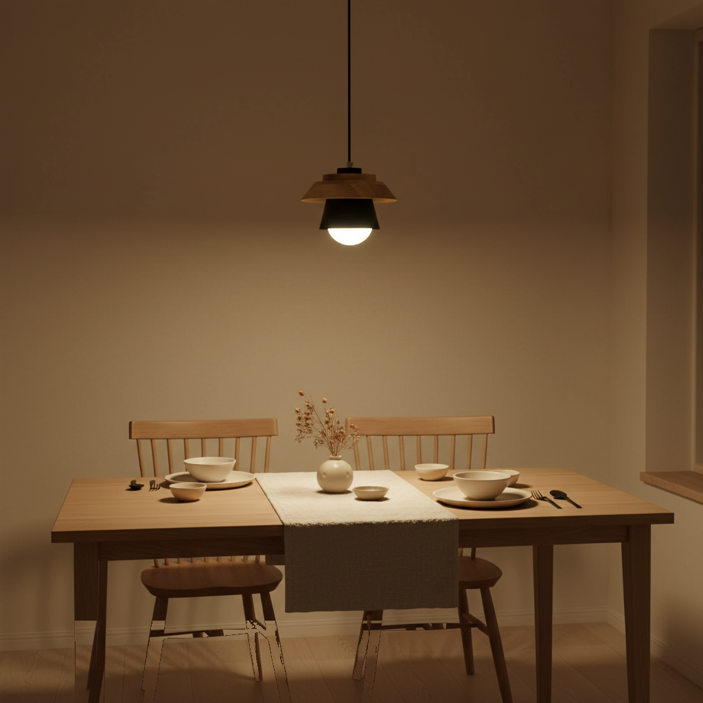 Suspension Bois et Métal Noir Design Japandi mise en ambiance dans un intérieur