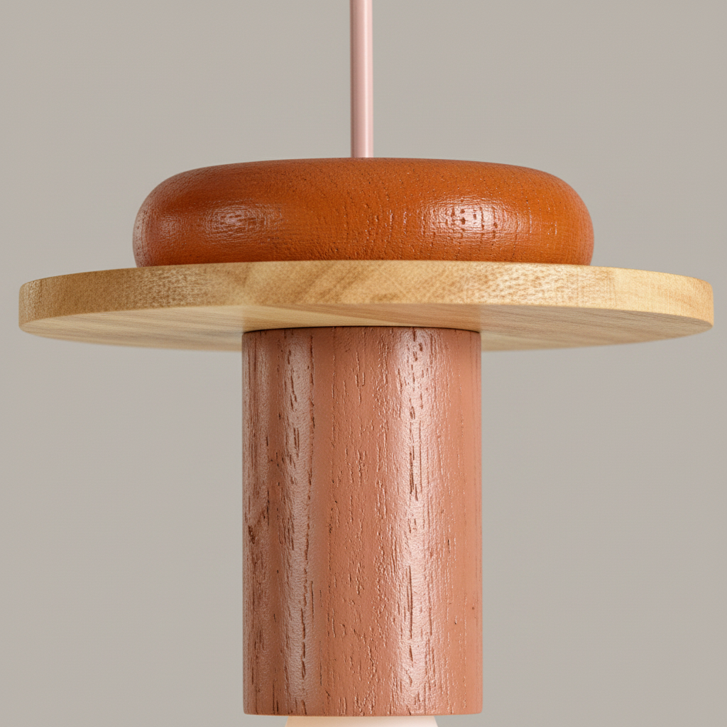 Suspension Bois Nordique Bicolore - gros plan sur les détails de fabrication - vue 1/2