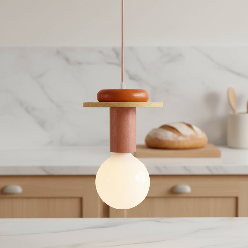 Suspension Bois Nordique Bicolore mise en ambiance dans un intérieur - vue 1/2