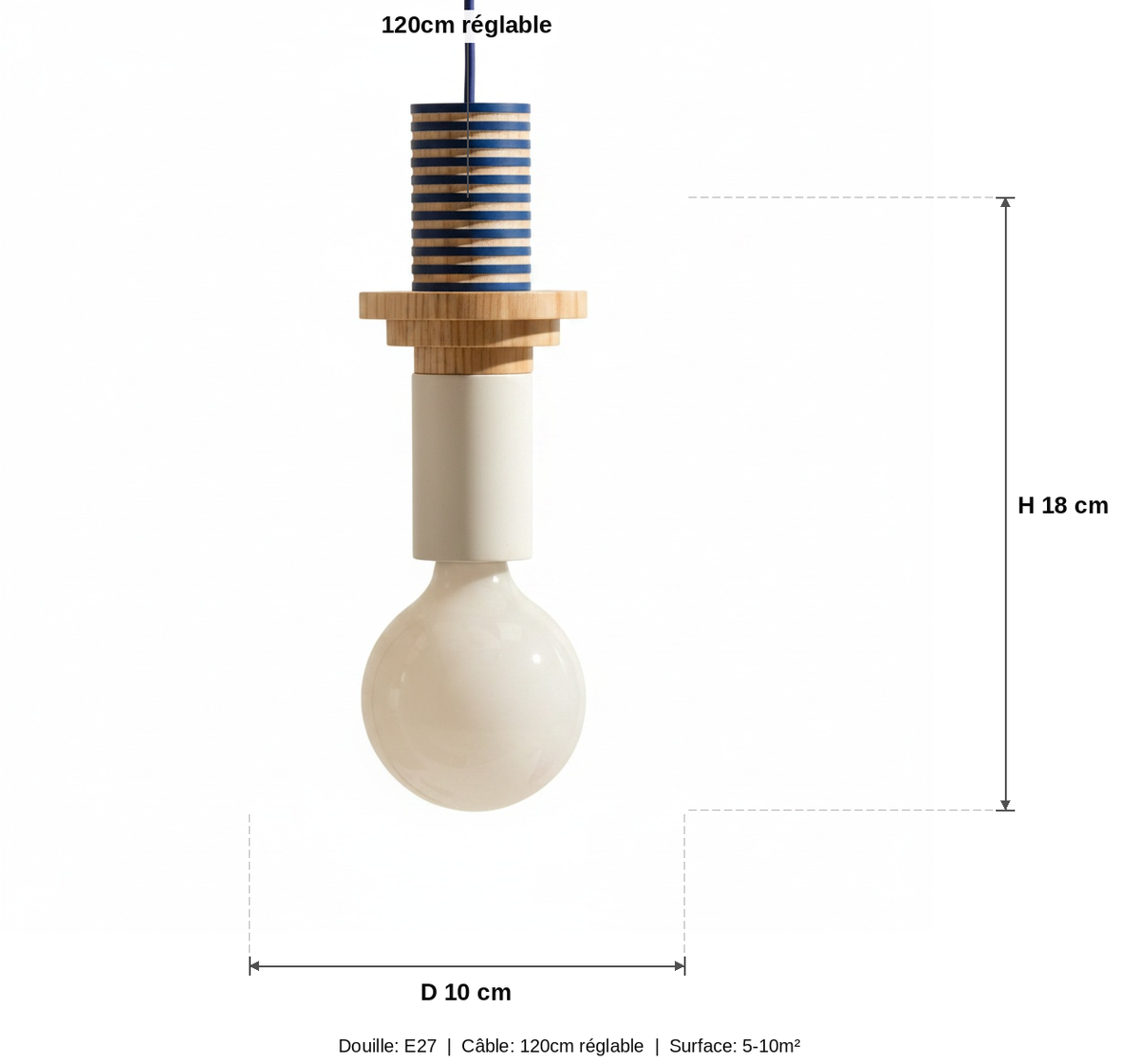 Suspension Bois Nordique Empilé - schéma des dimensions