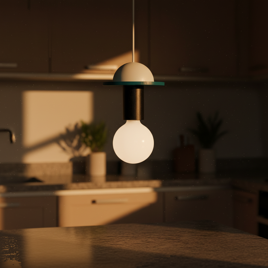 Suspension Bois Nordique Géométrique allumée diffusant sa lumière