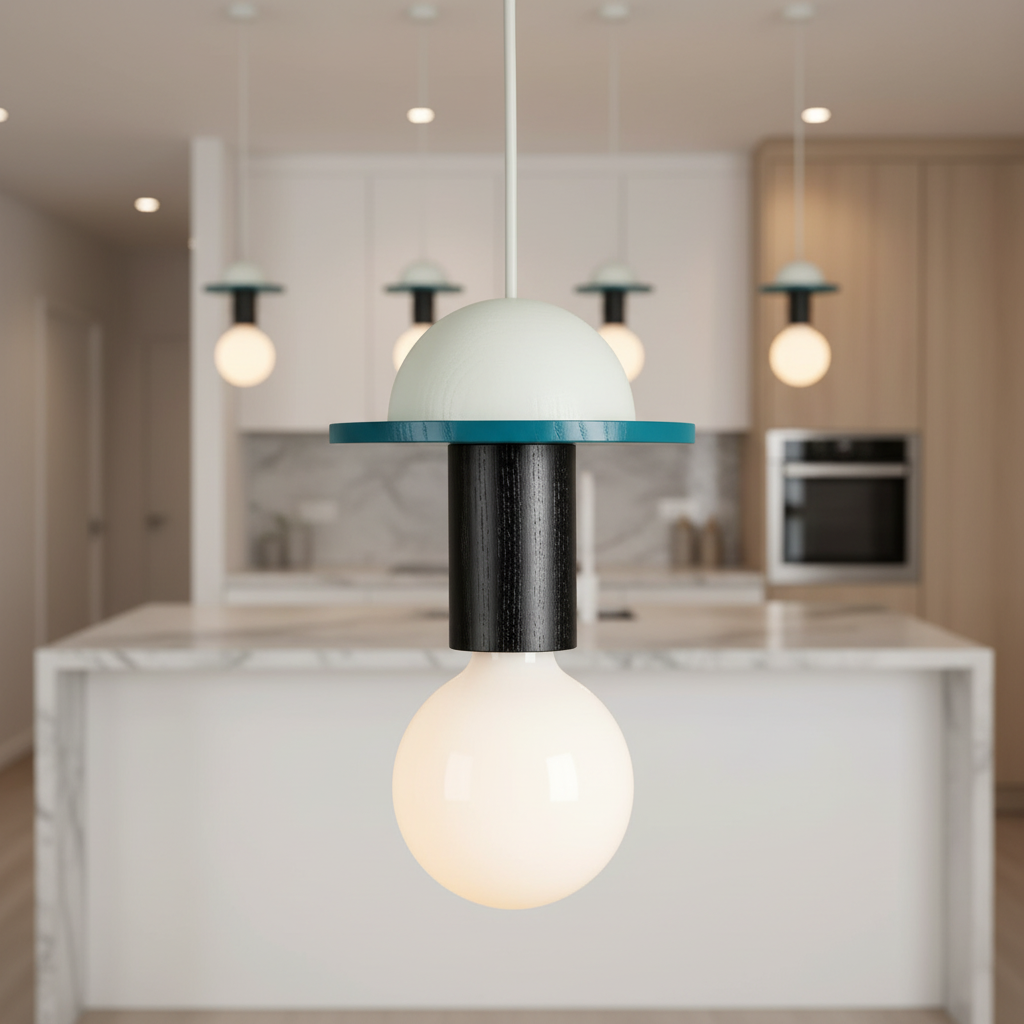 Suspension Bois Nordique Géométrique mise en ambiance dans un intérieur