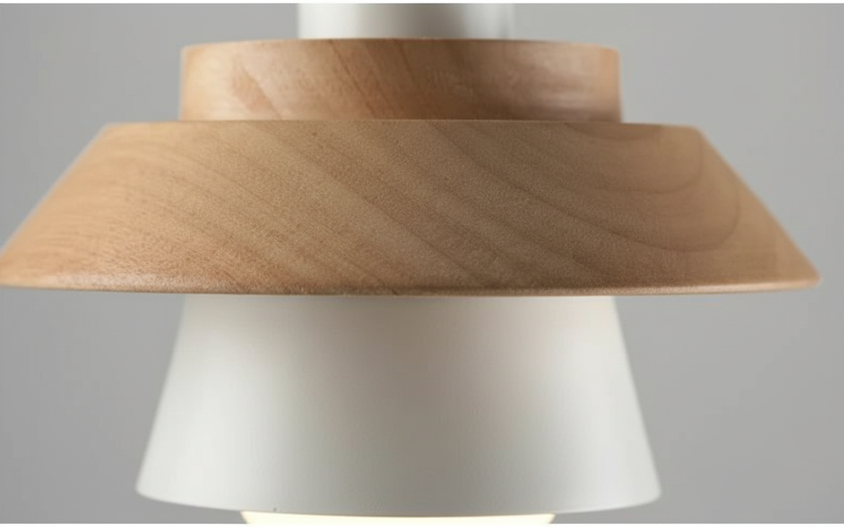 Suspension Bois Nordique Macaron Bicolore Scandinave - gros plan sur les détails de fabrication
