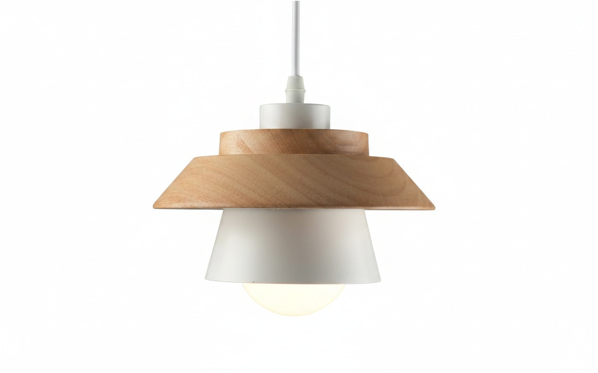 Suspension Bois Nordique Macaron Bicolore Scandinave - vue produit sur fond blanc