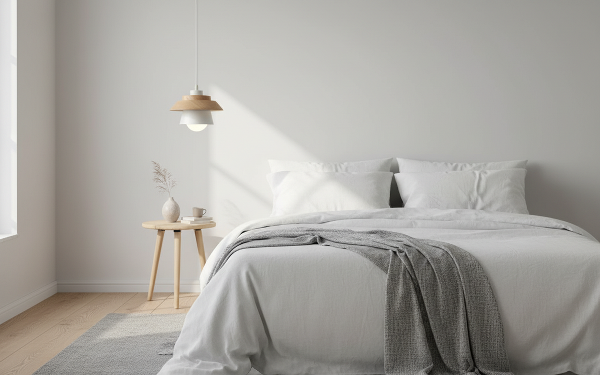 Suspension Bois Nordique Macaron Bicolore Scandinave en situation décorative