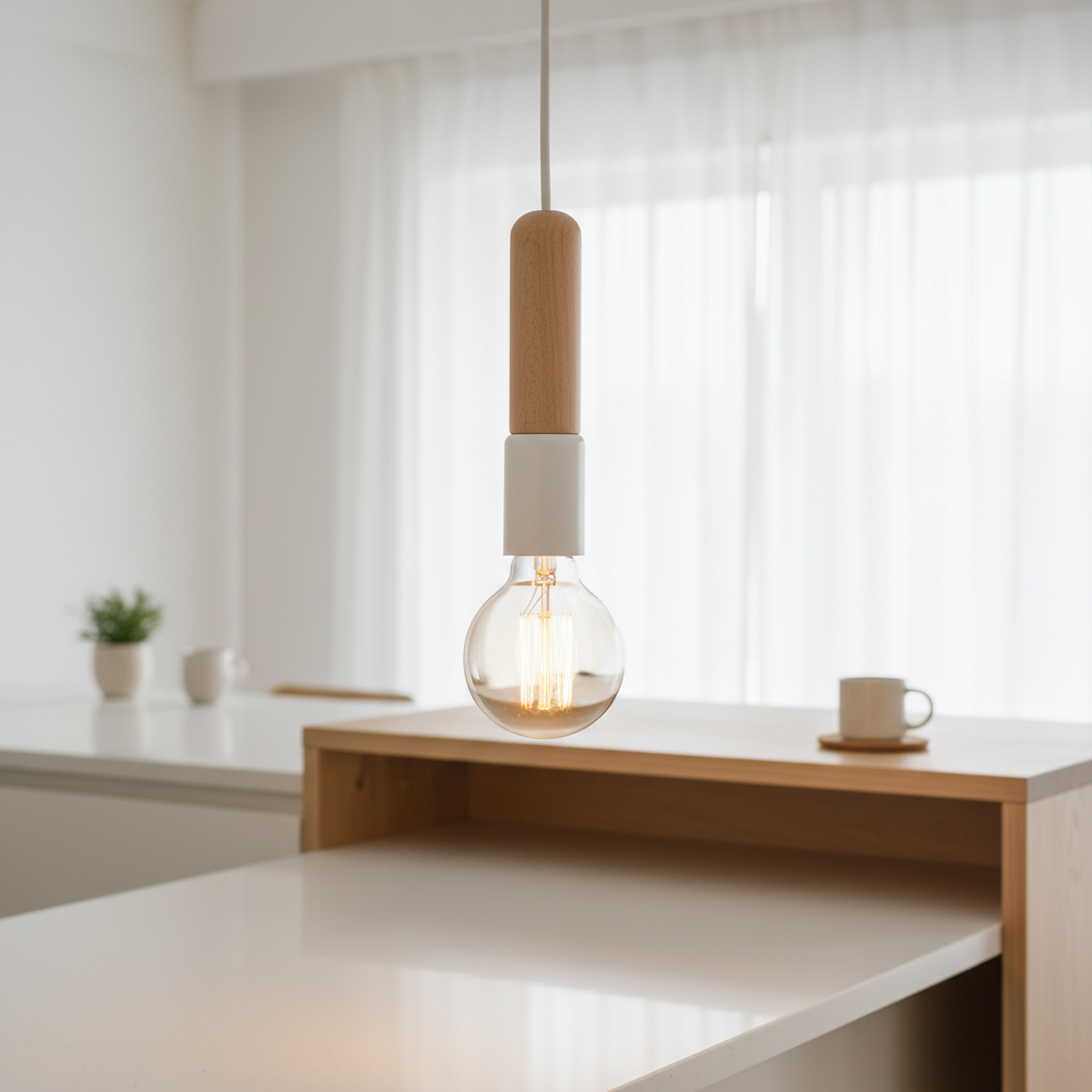 Suspension Bois Nordique Minimaliste mise en ambiance dans un intérieur