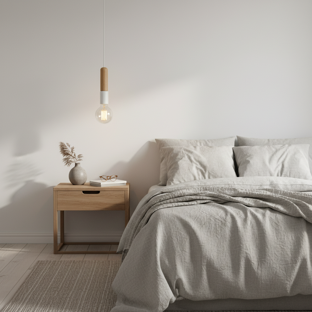 Suspension Bois Nordique Minimaliste en situation décorative