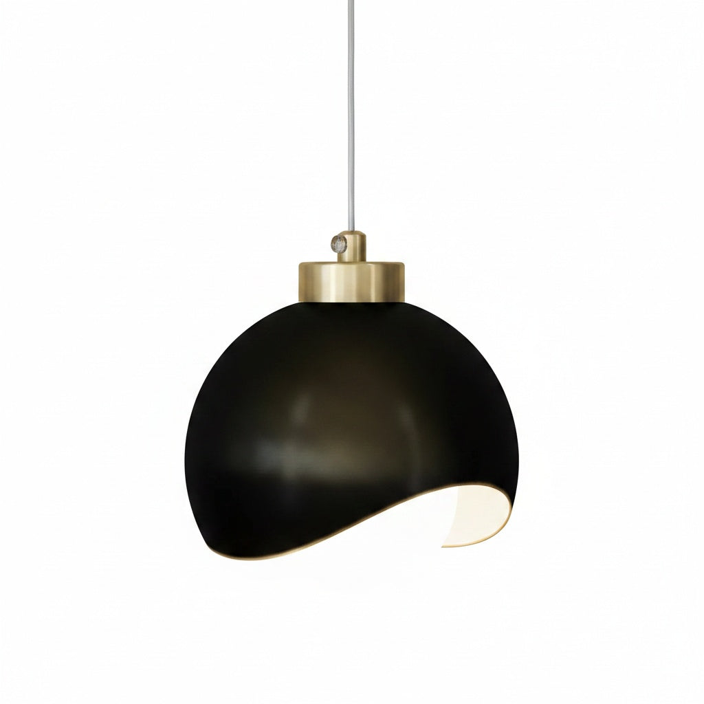 Suspension Boule Noire Dorée Design Globe Unique - vue produit sur fond blanc