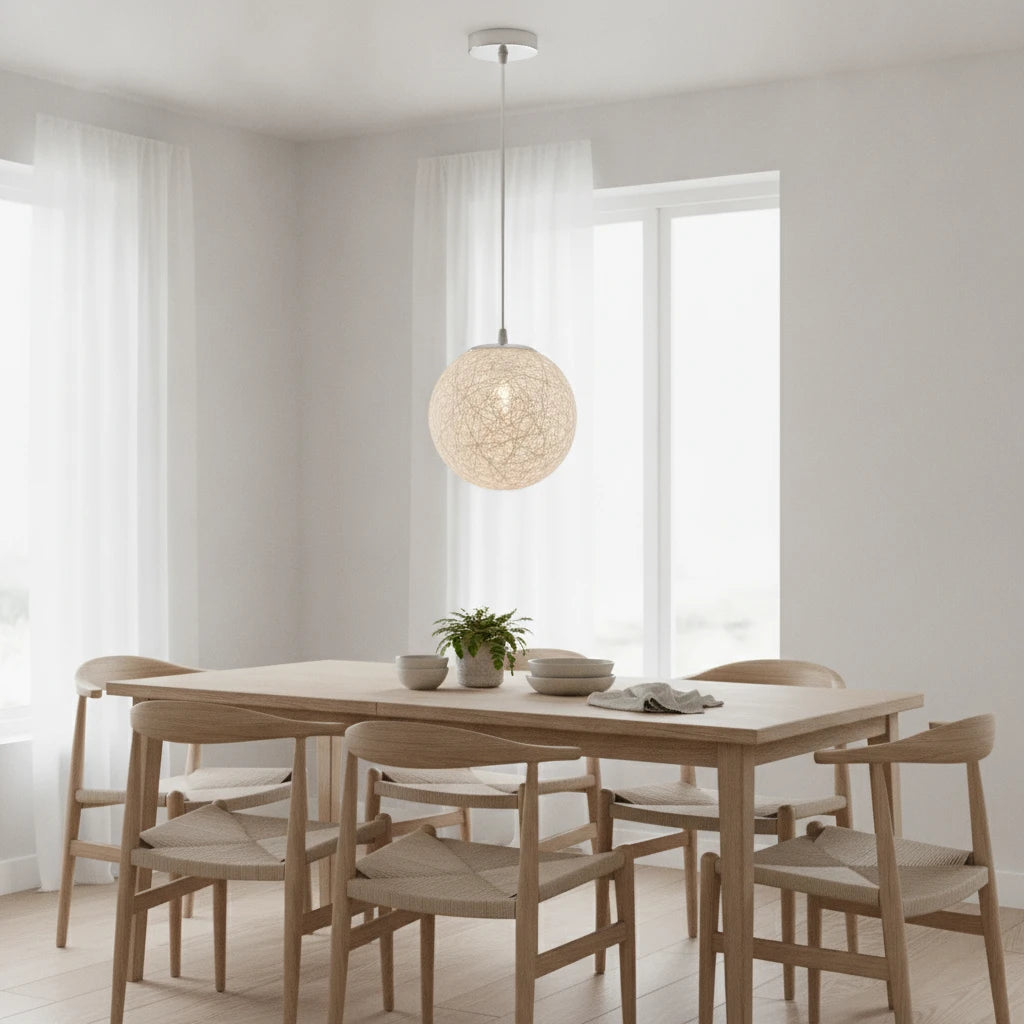 suspension-boule-rotin-tresse-blanche highlight Image