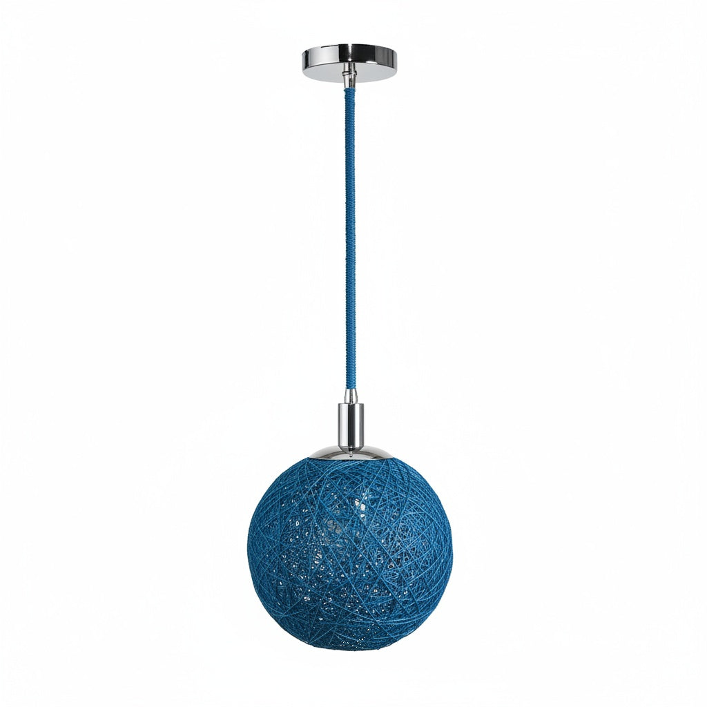 Suspension Boule Rotin Tressé Bleue — google shopping