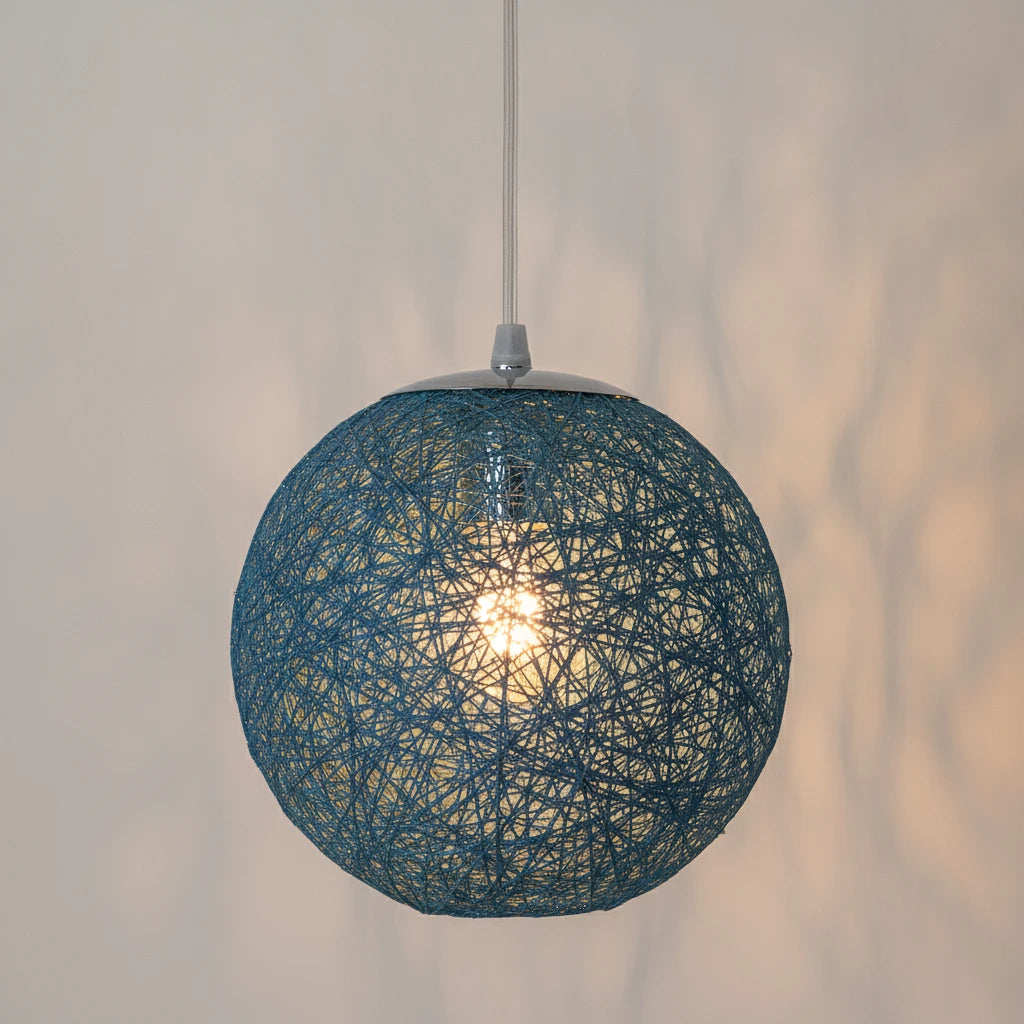 suspension-boule-rotin-tresse-bleue section4 Image