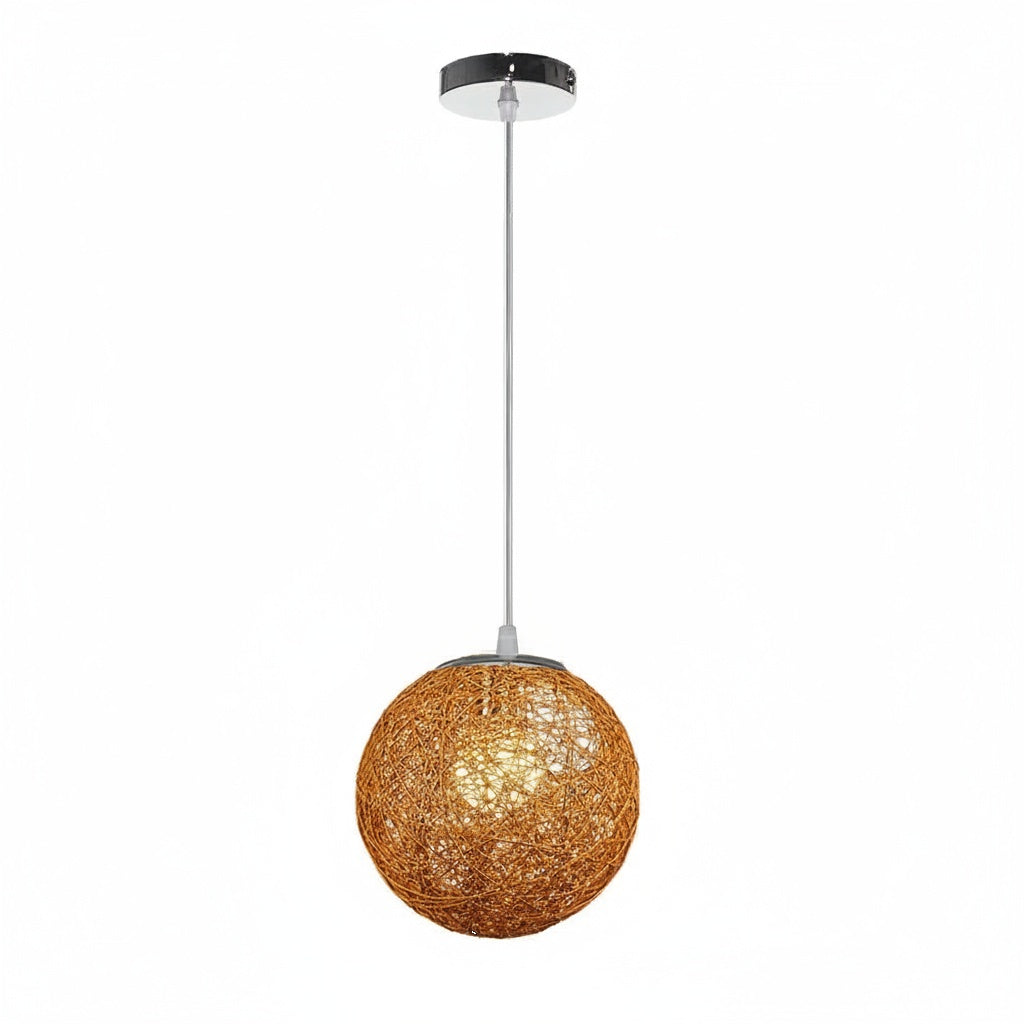 Suspension Boule Rotin Tressé Bois Clair — google shopping
