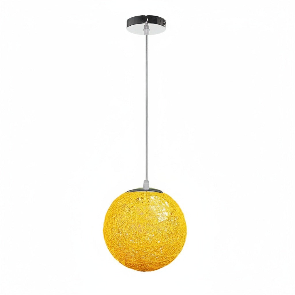 Suspension Boule Rotin Tressé Jaune — google shopping