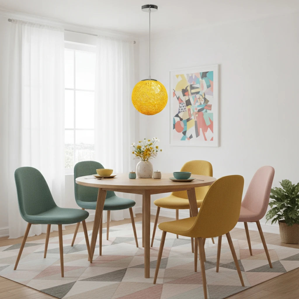 suspension-boule-rotin-tresse-jaune highlight Image