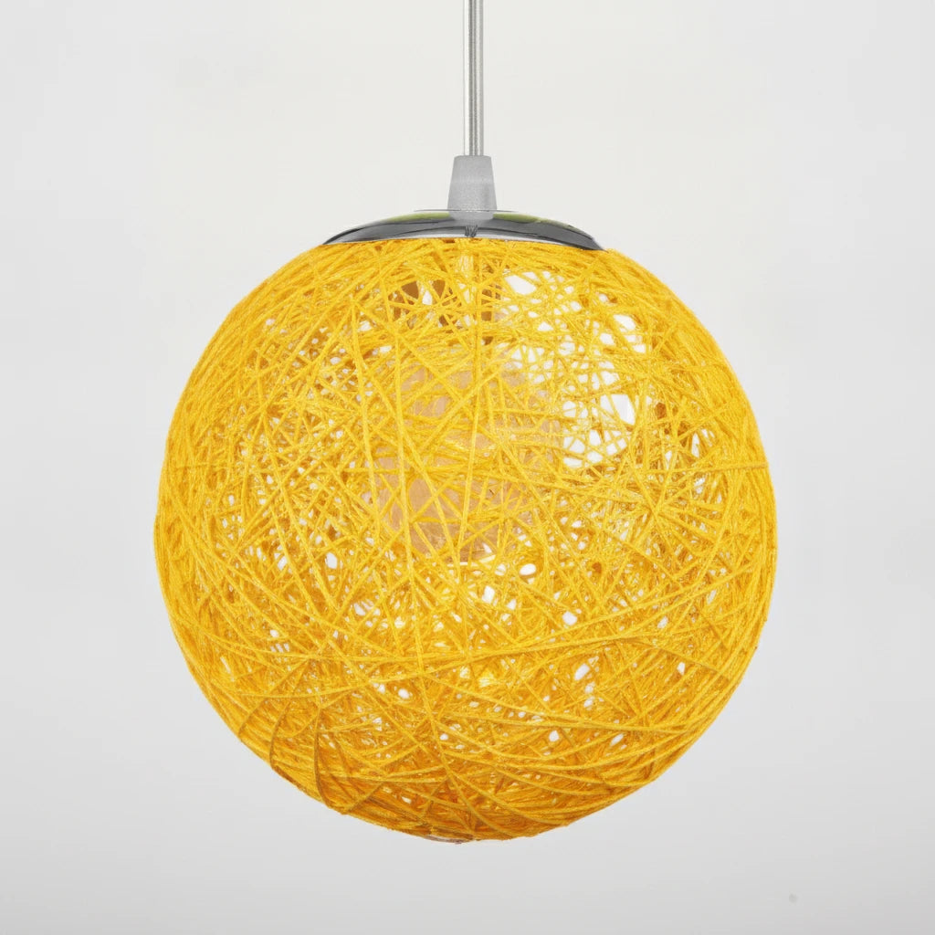 suspension-boule-rotin-tresse-jaune section4 Image