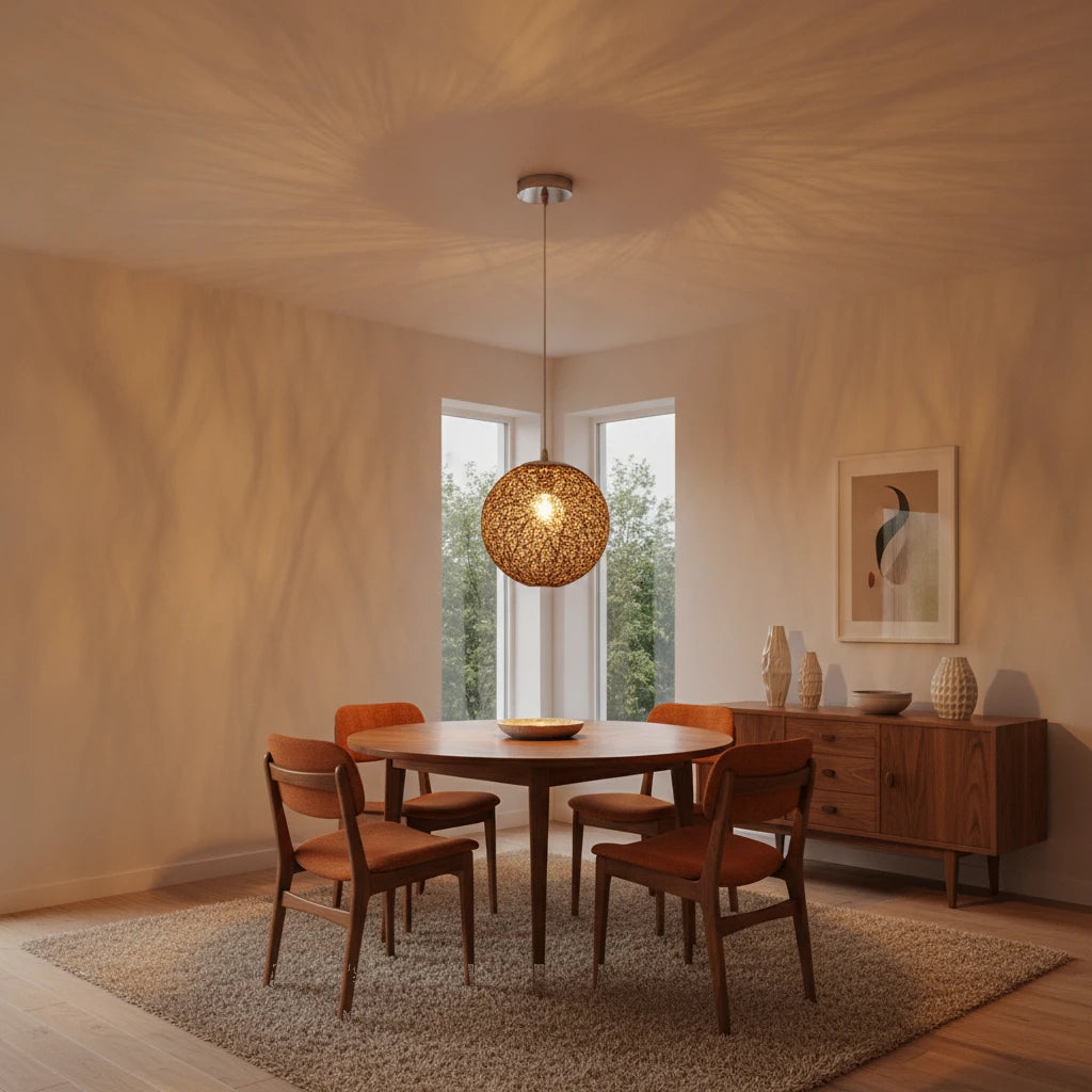suspension-boule-rotin-tresse-marron highlight Image