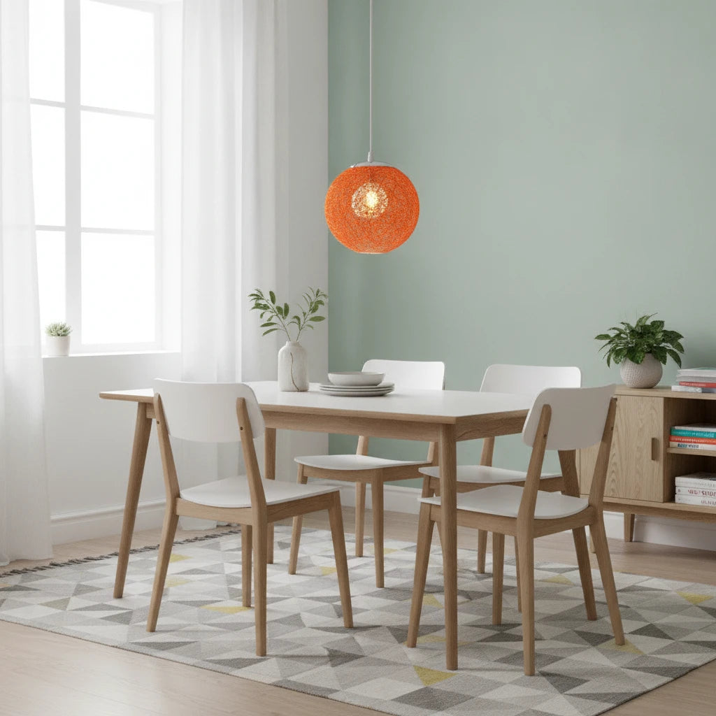 suspension-boule-rotin-tresse-orange highlight Image
