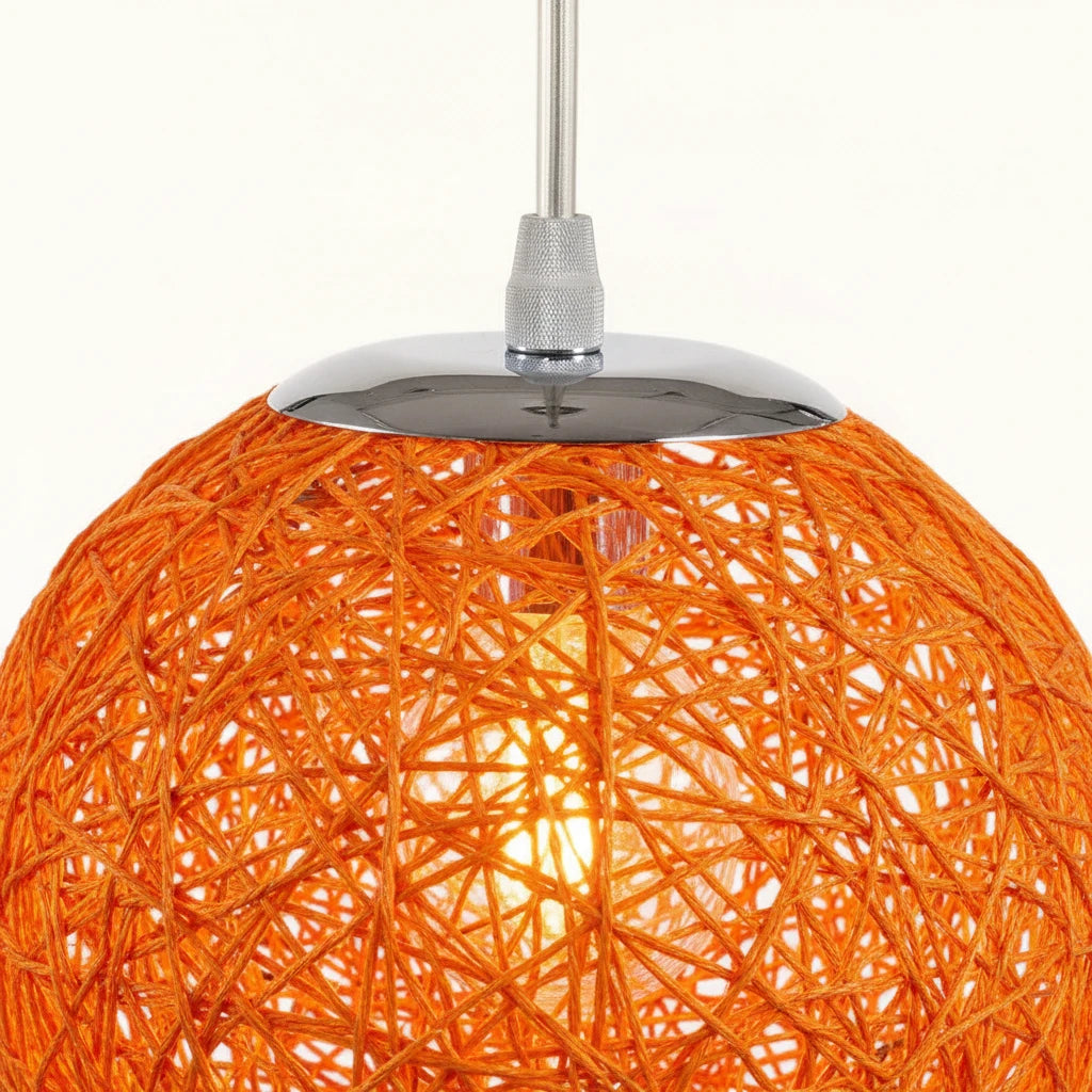 suspension-boule-rotin-tresse-orange section4 Image