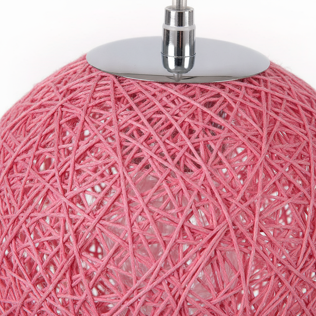 Suspension Boule Rotin Tressé Rose — detail