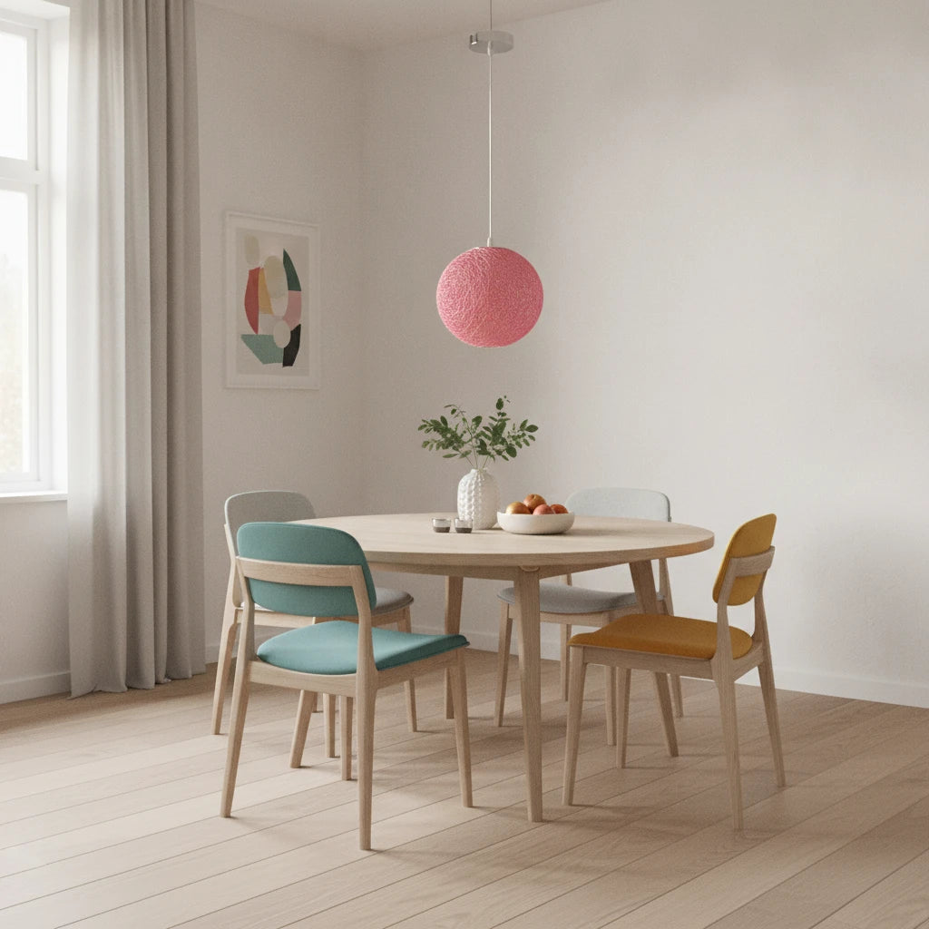 suspension-boule-rotin-tresse-rose highlight Image
