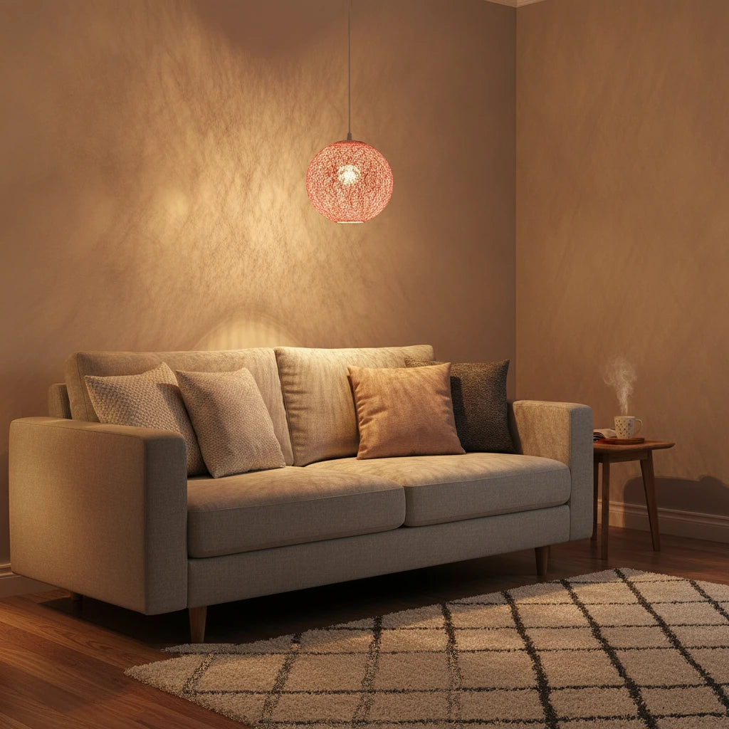 suspension-boule-rotin-tresse-rose section3 Image