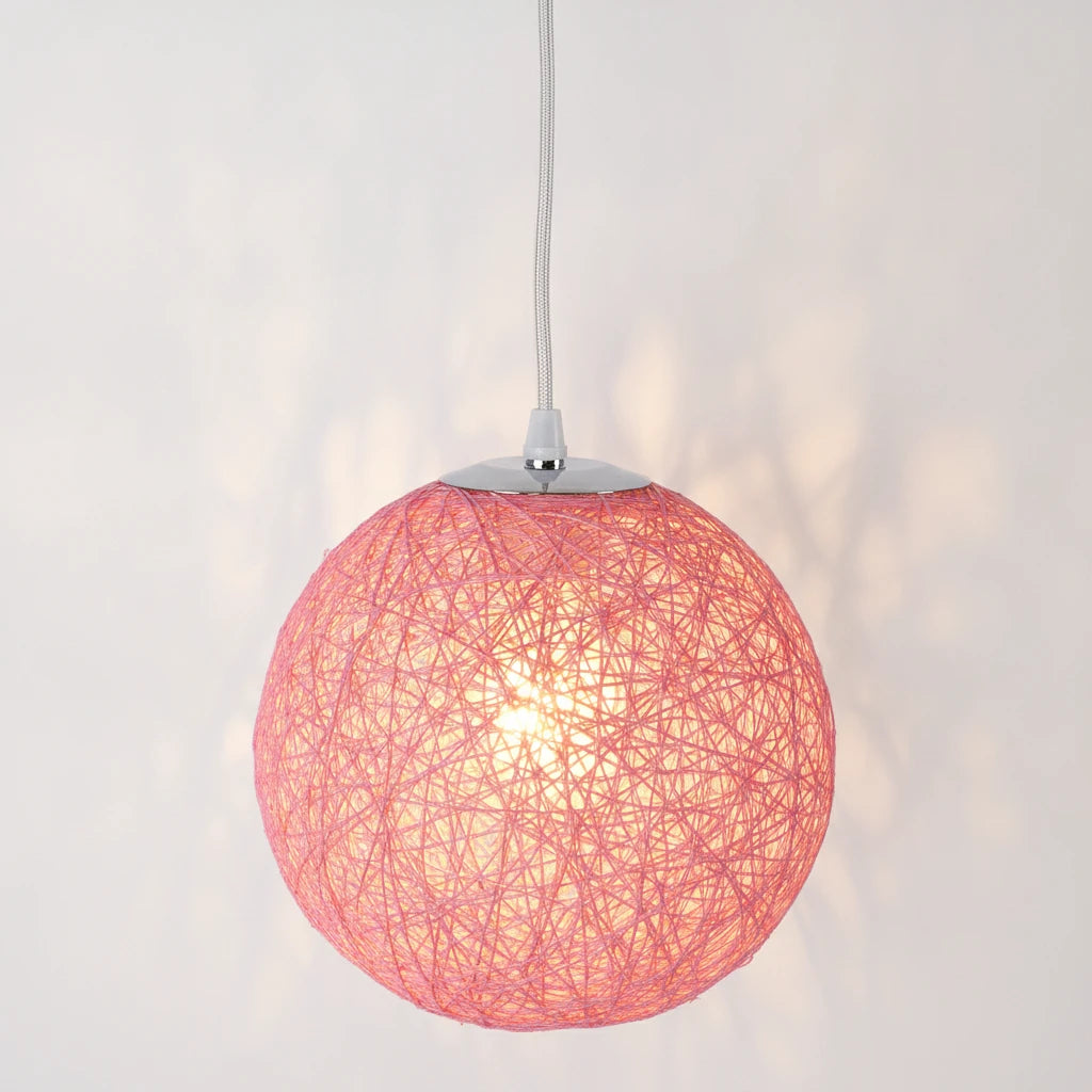 suspension-boule-rotin-tresse-rose section4 Image