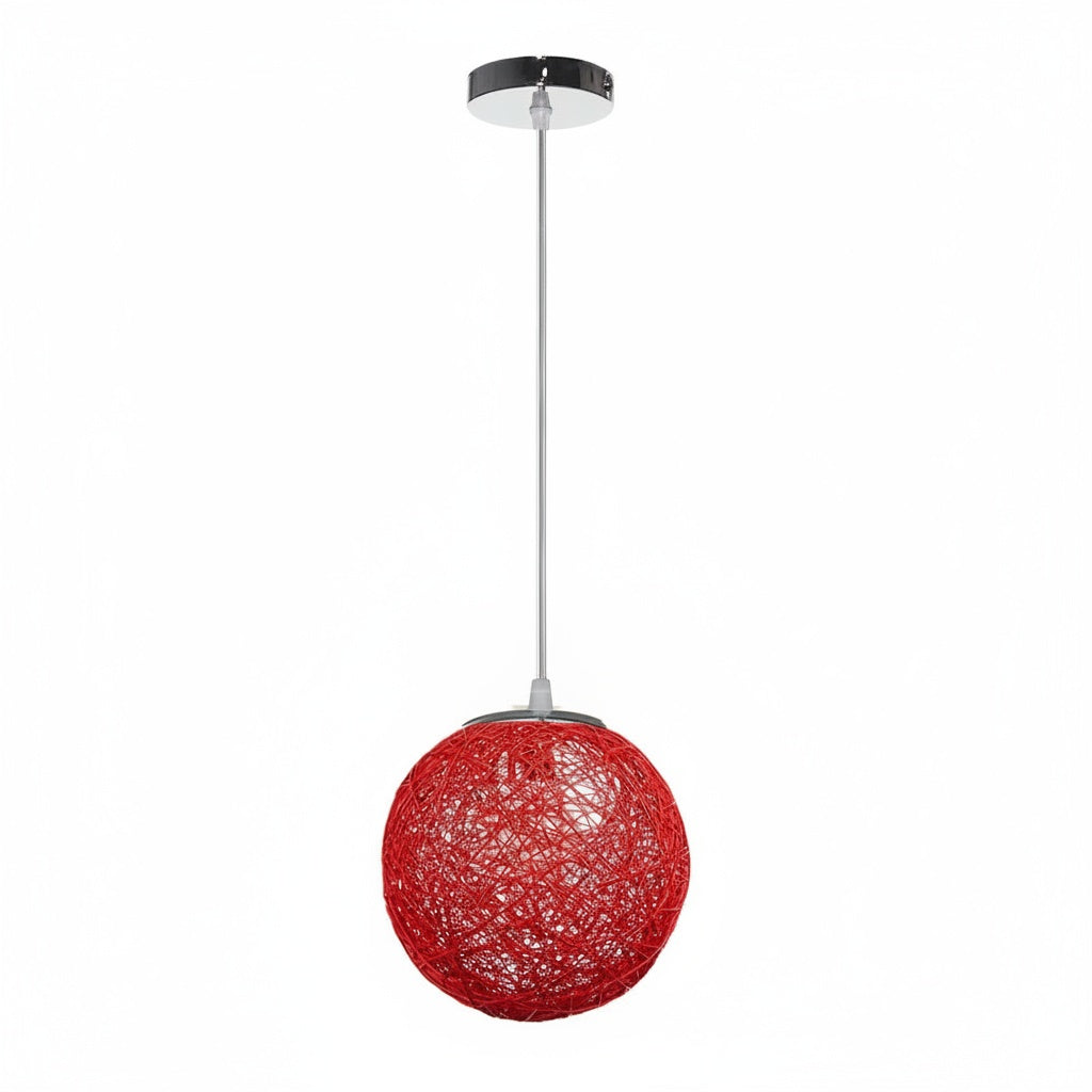 Suspension Boule Rotin Tressé Rouge — google shopping