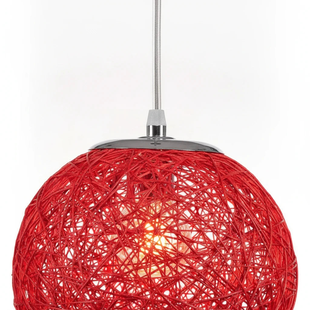 suspension-boule-rotin-tresse-rouge section4 Image