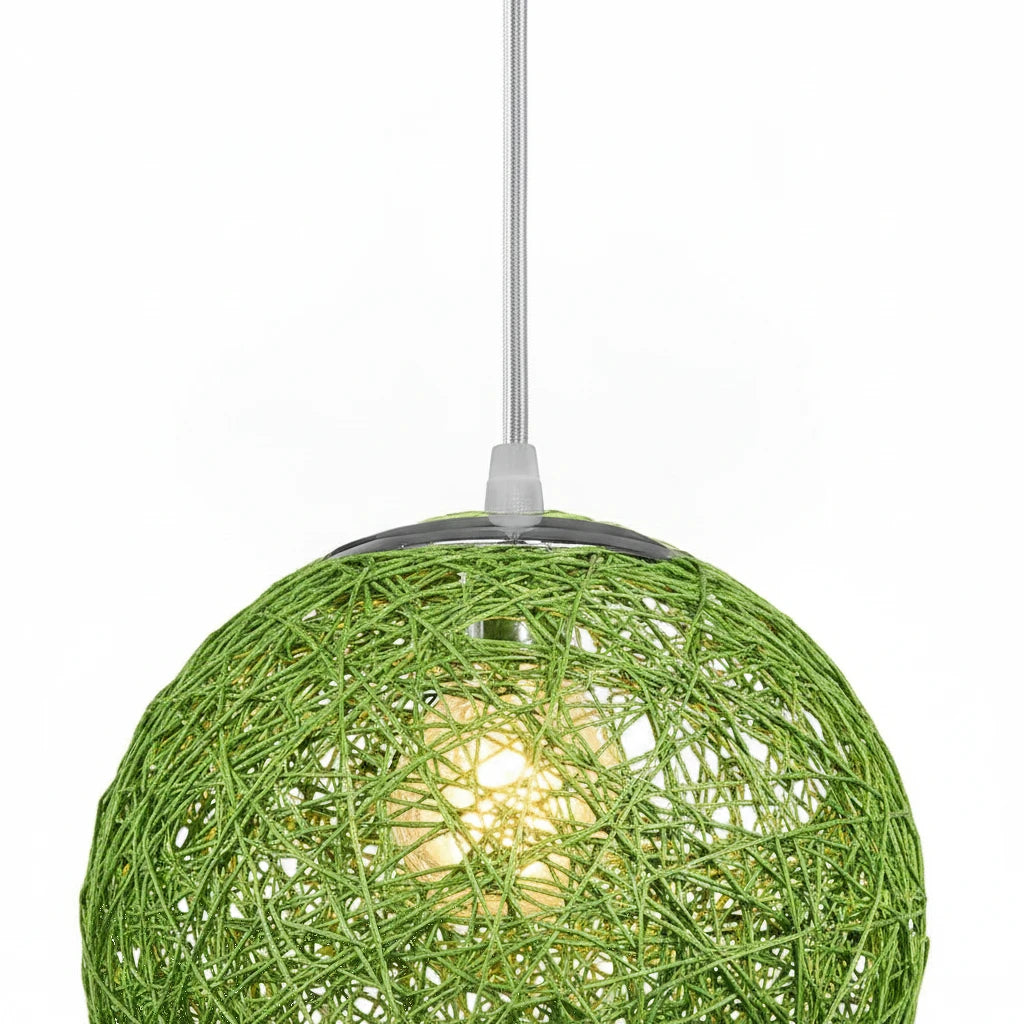suspension-boule-rotin-tresse-vert section4 Image