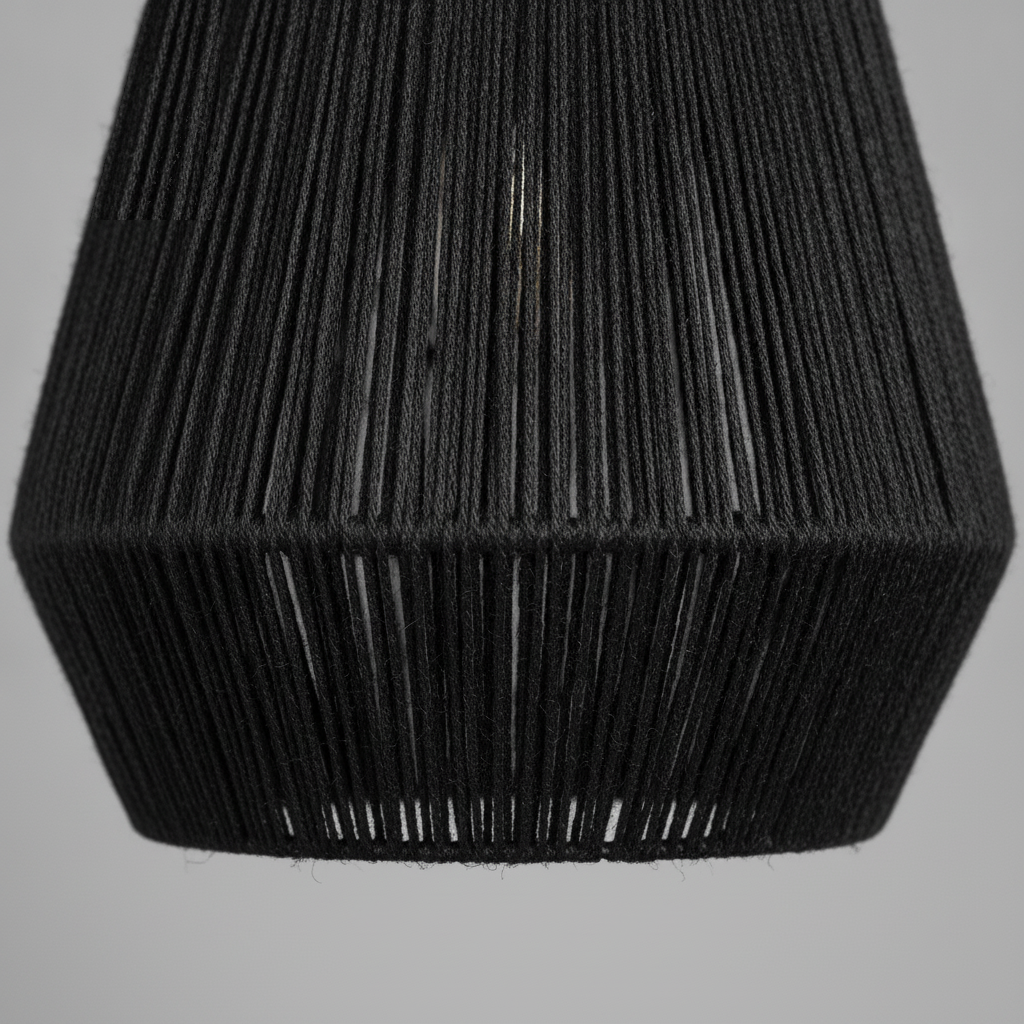 Suspension Cloche Corde Tressée Noire — detail