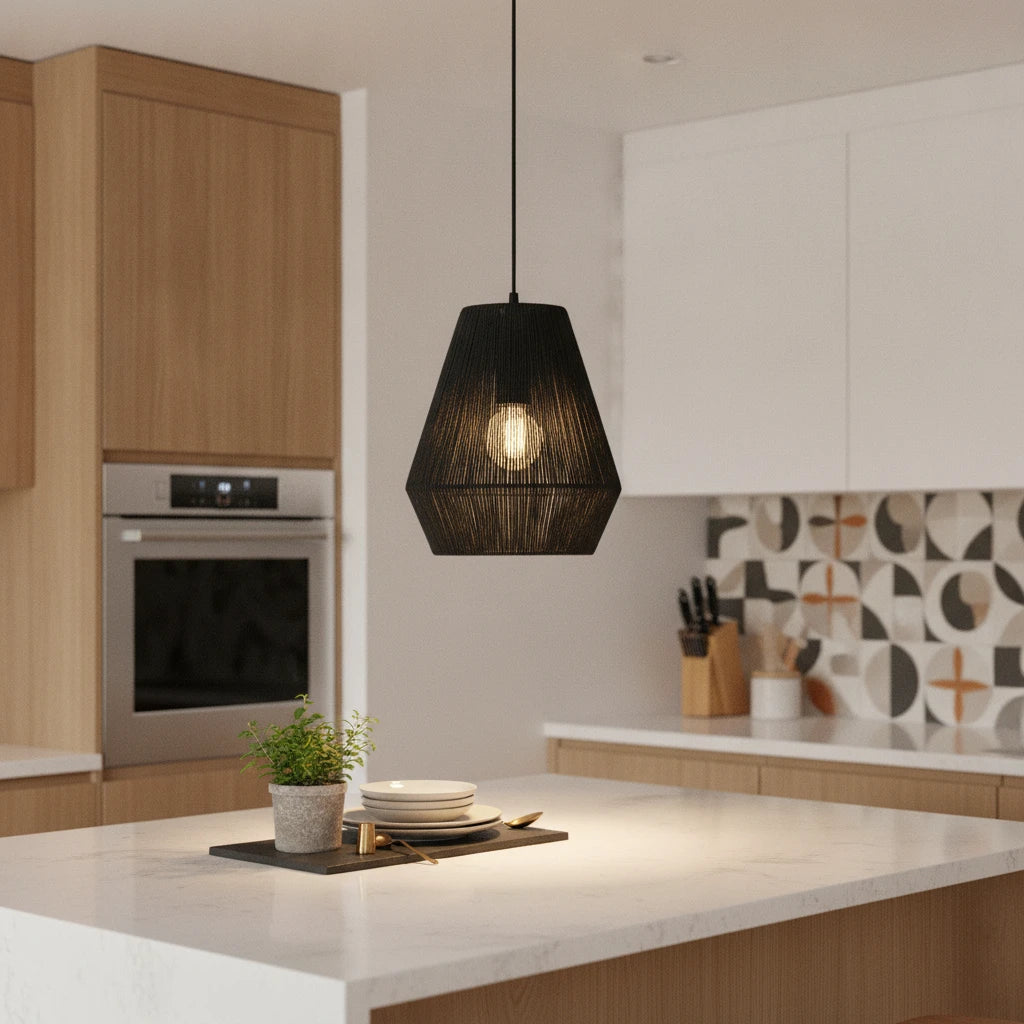 suspension-cloche-corde-tressee-noire highlight Image