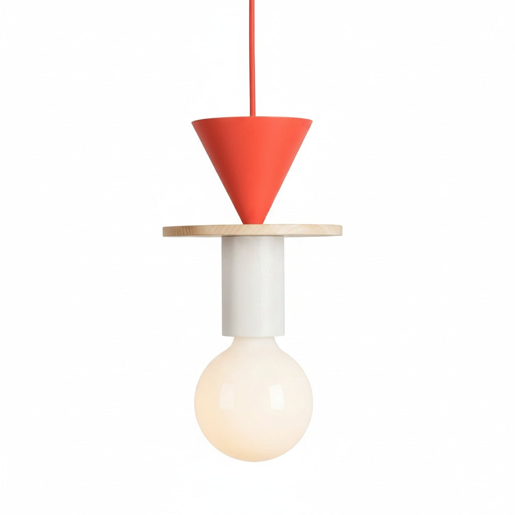 Suspension Conique Bois et Métal Nordique - vue produit sur fond blanc
