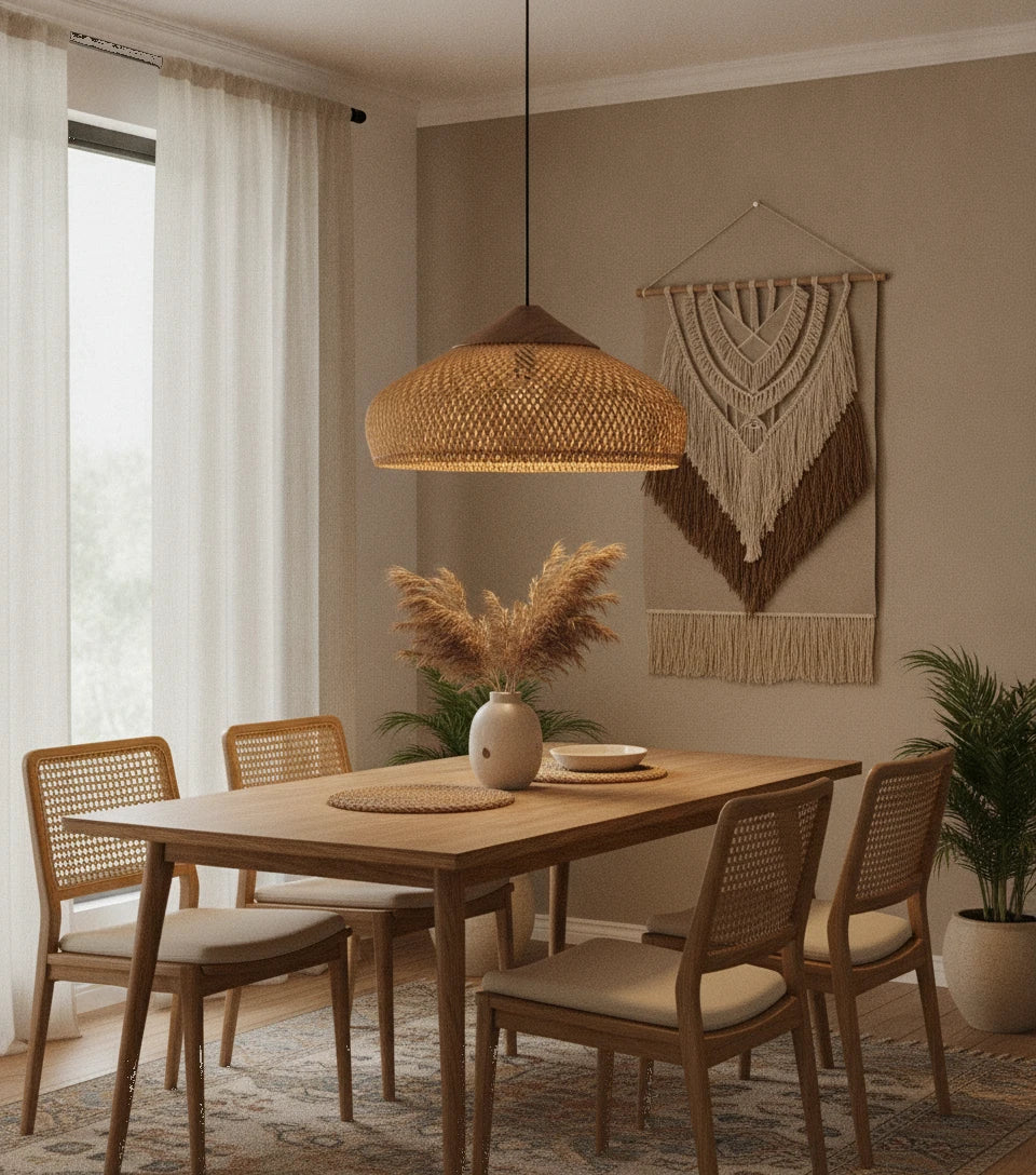 suspension-conique-rotin-tresse-naturel highlight Image
