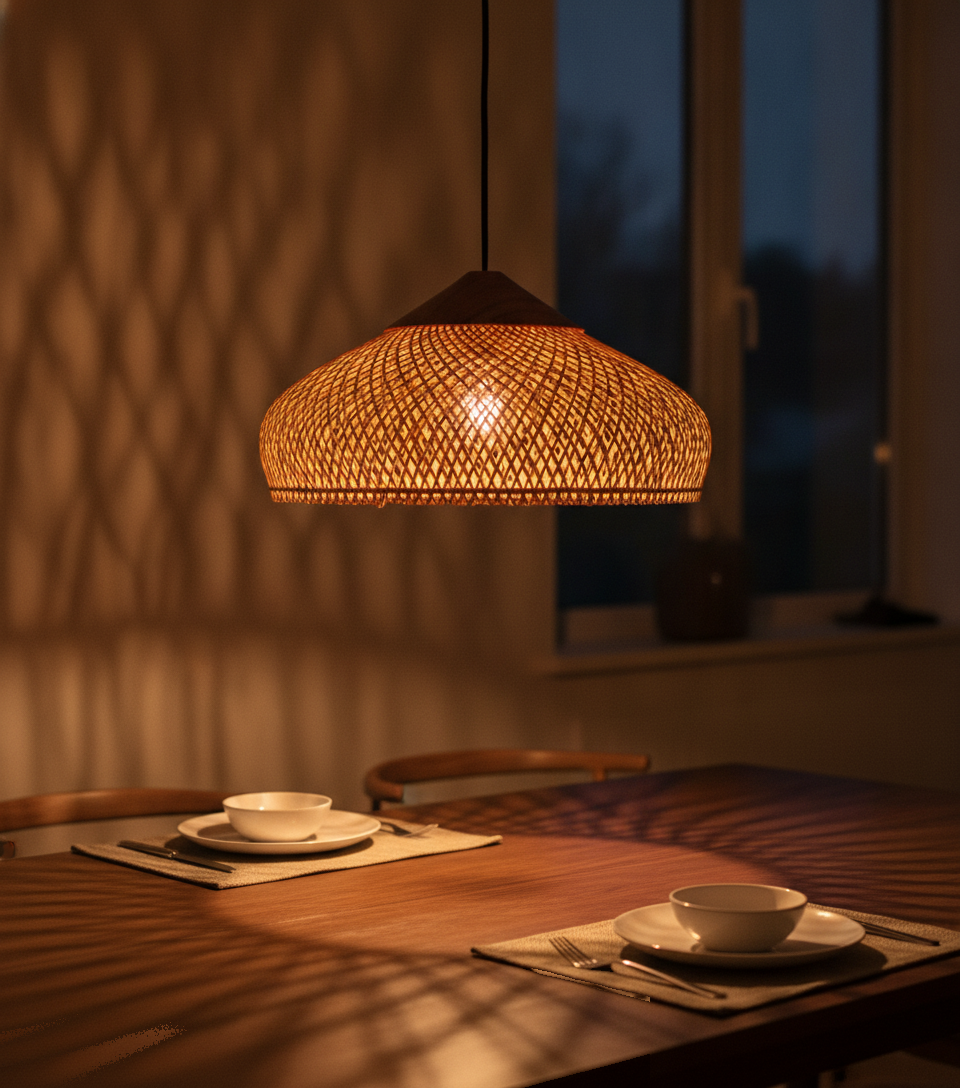 Suspension Conique Rotin Tressé Naturel — lit