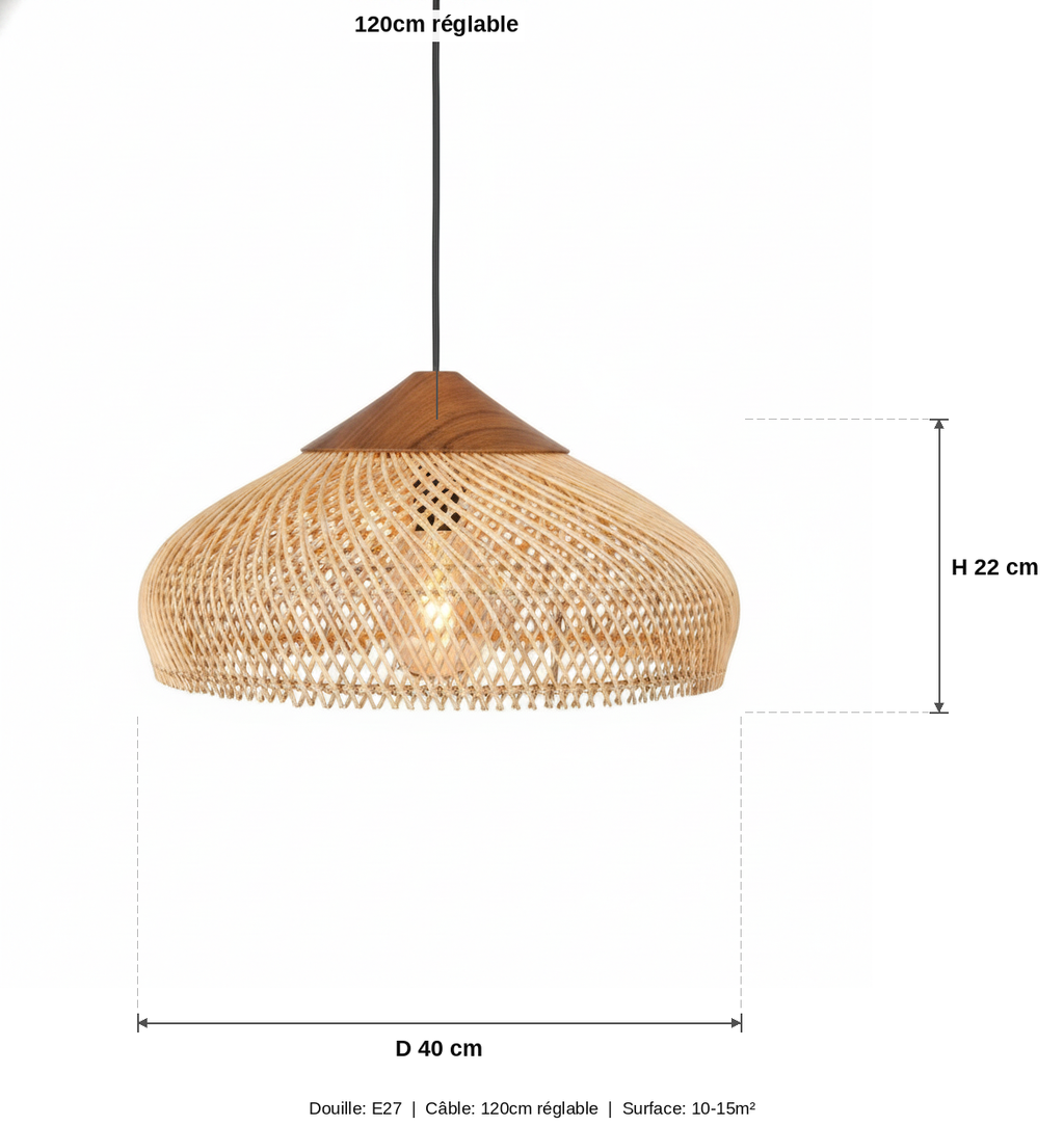Suspension Conique Rotin Tressé Naturel — measures default