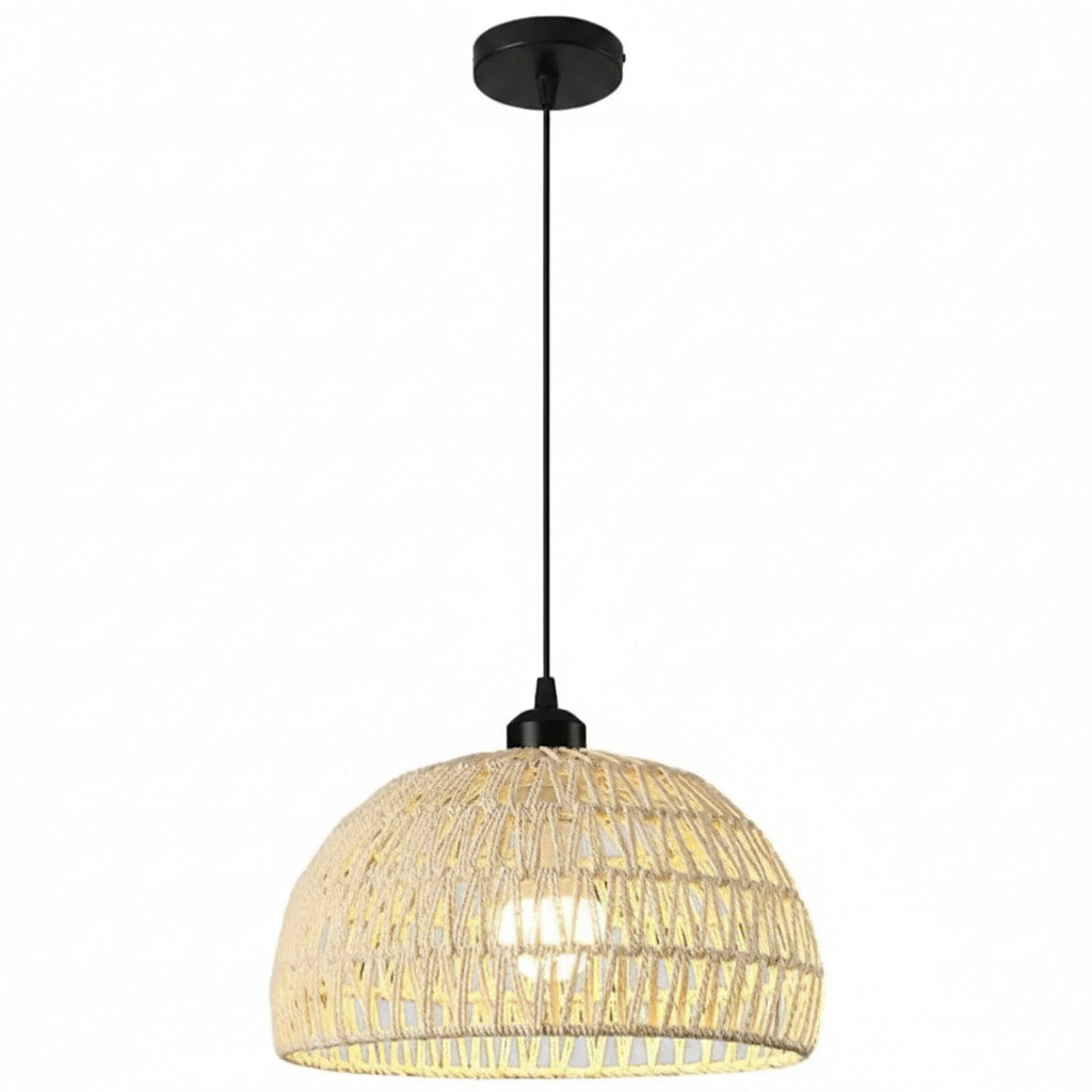 Suspension Corde Tressée Bohème Dôme Naturel - vue produit sur fond blanc
