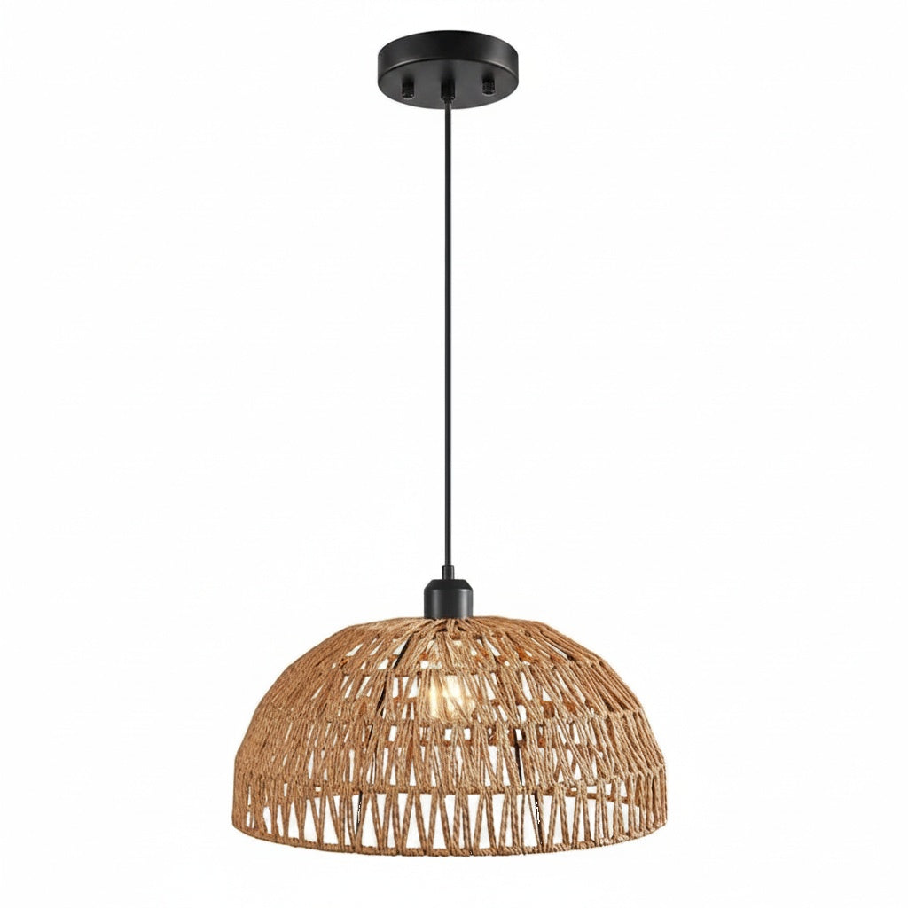 Suspension Corde Tressée Dôme Bohème Naturel 30cm - vue produit sur fond blanc
